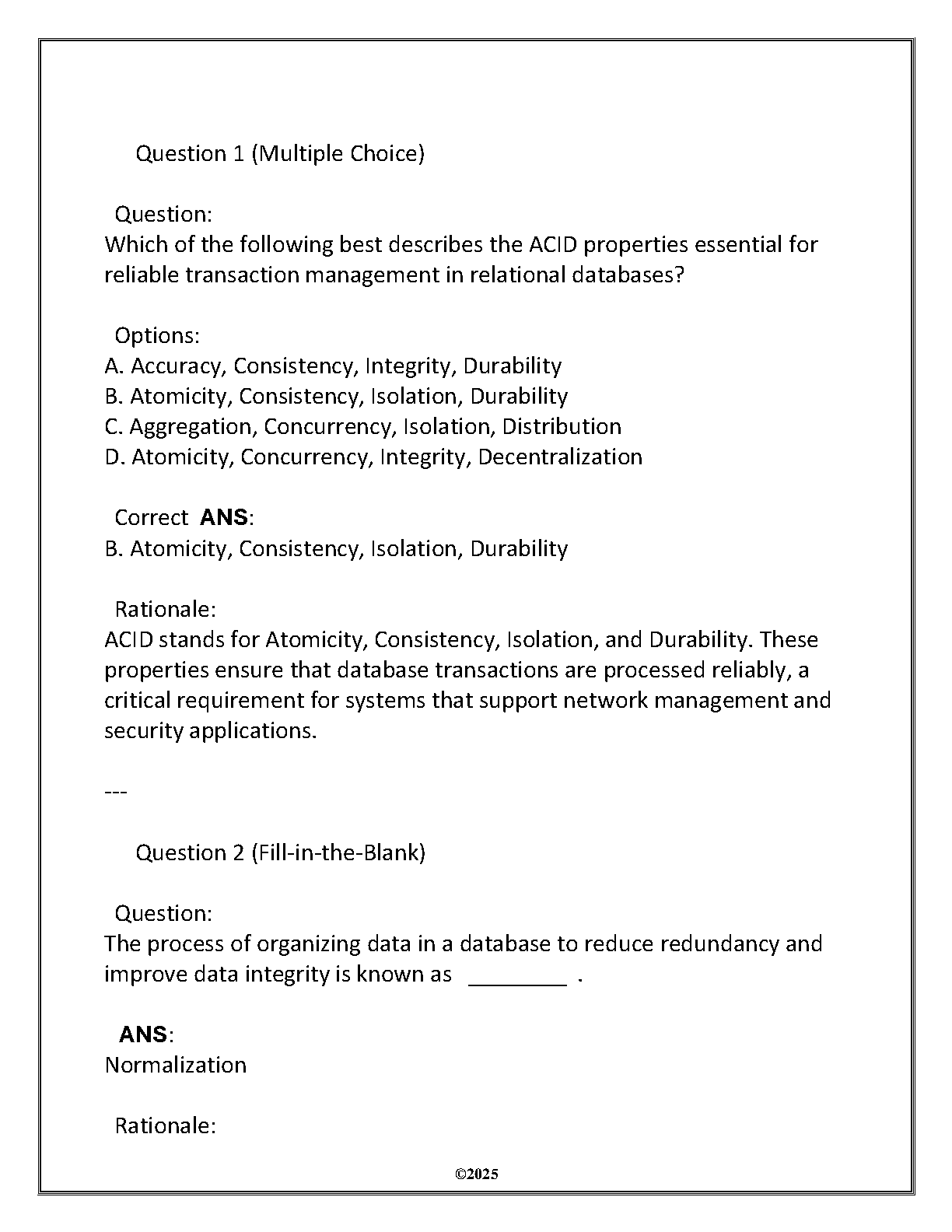 WGU D426 Data Management Foundations Test Bank 2025