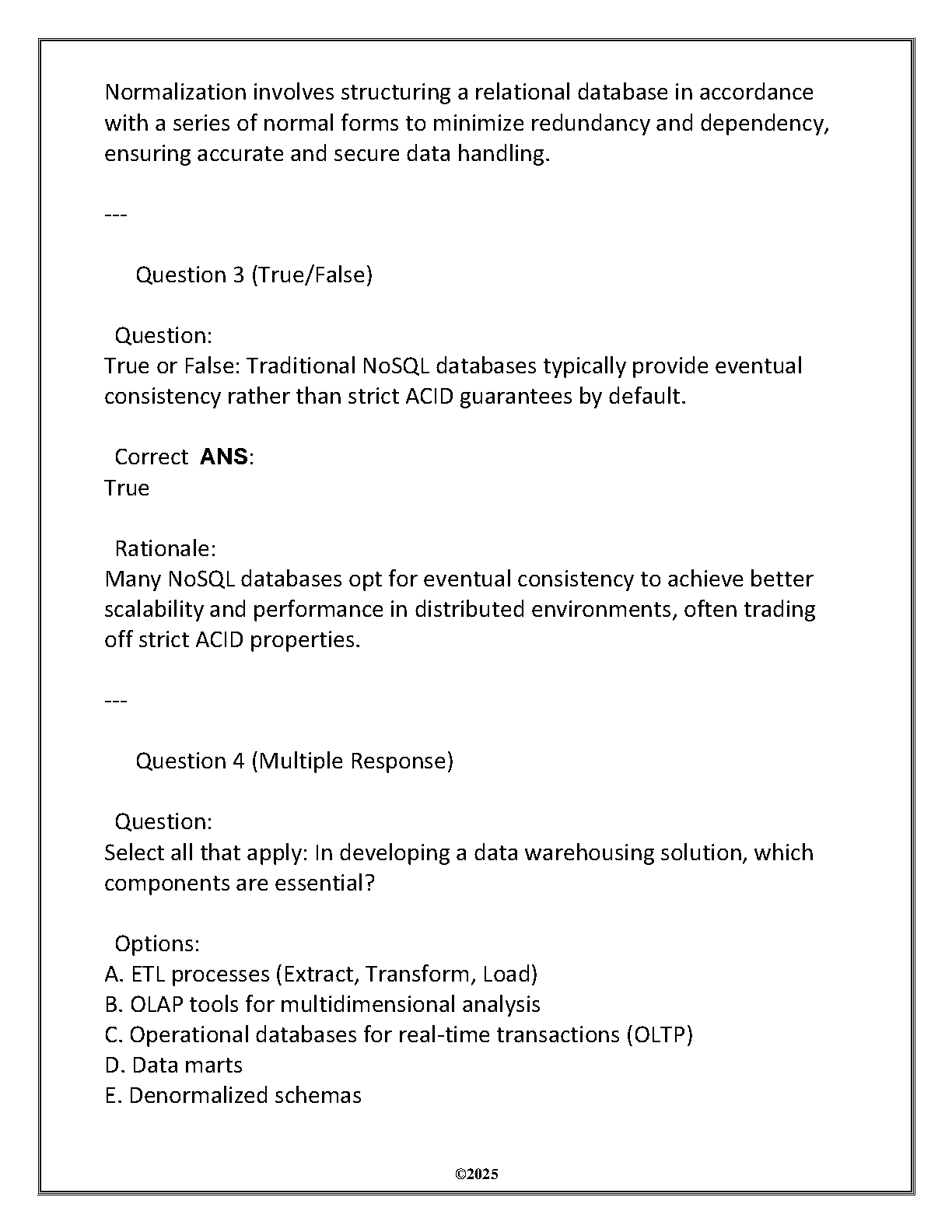 WGU D426 Data Management Foundations Test Bank 2025 IMG-3