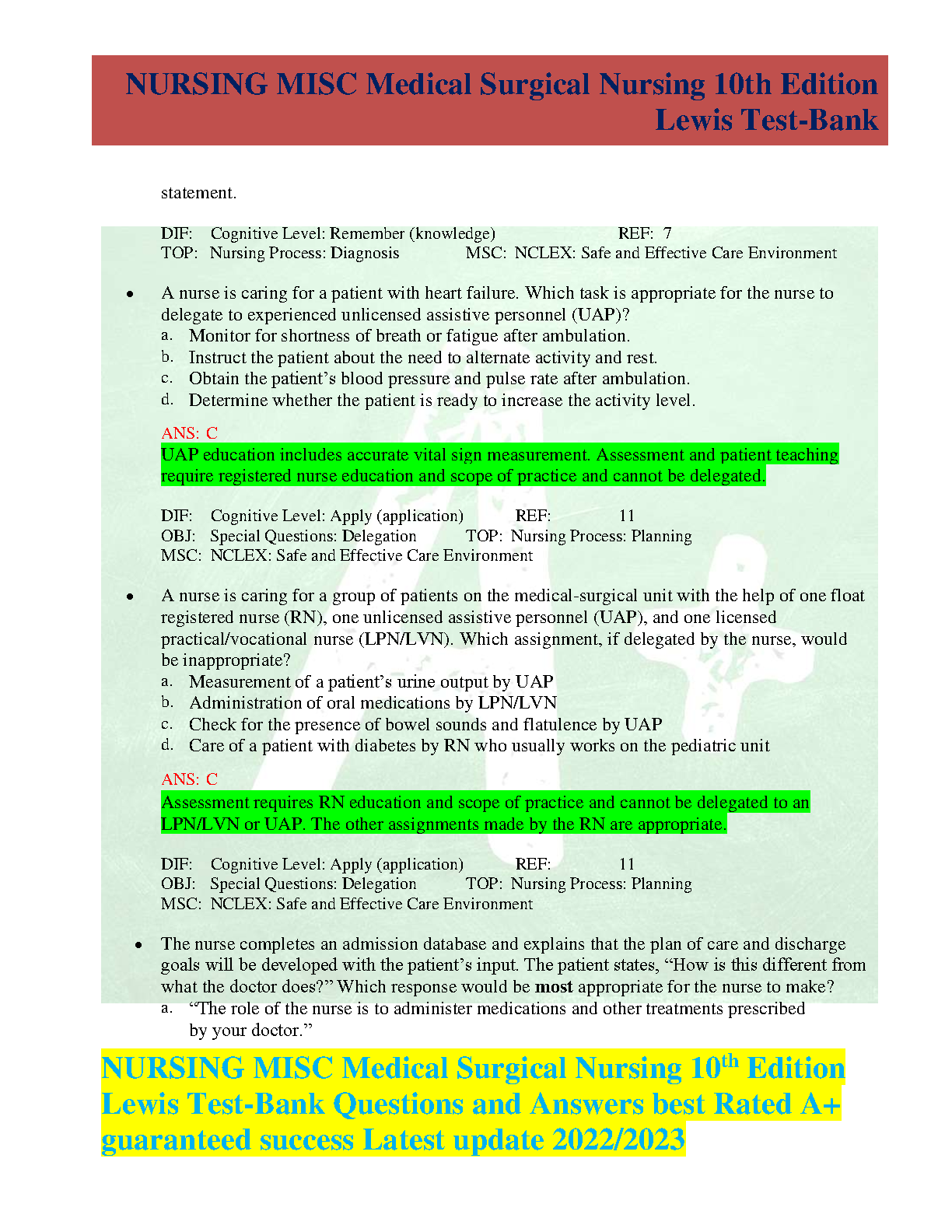 Lewis Med Surg Nursing Test Bank 10th Ed 2026 IMG-3