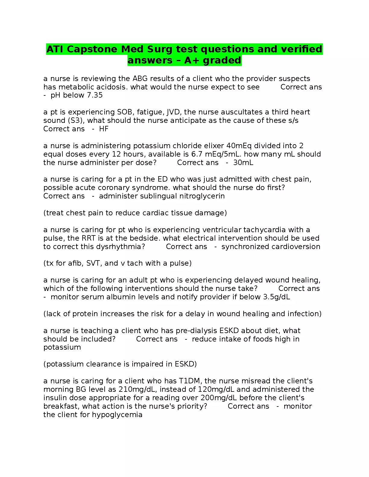 ATI Capstone Med-Surg Practice Exam 2026/27 with Keyed Answers IMG-1