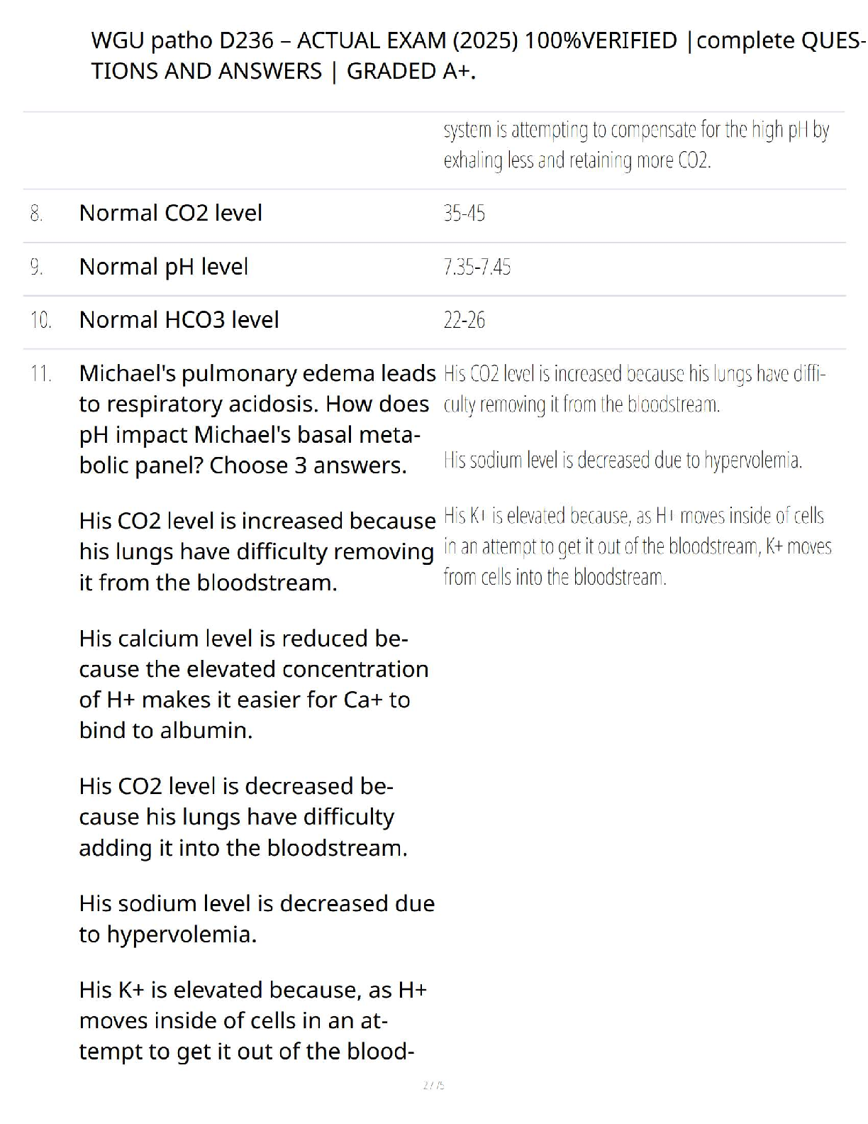 WGU Patho D236 Exam Questions & Answers 2025 Edition