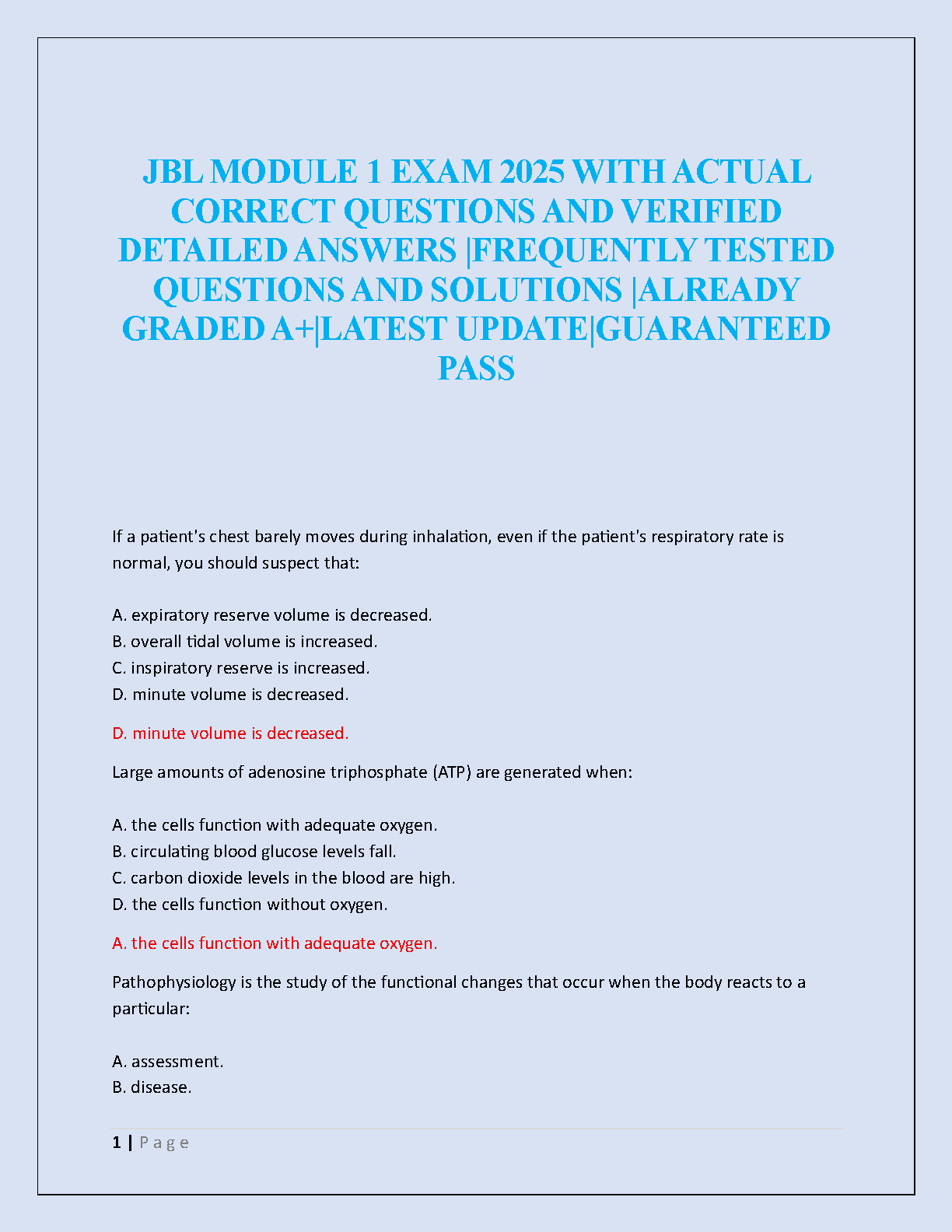 JBL Module 1 Emergency Care EMT Test Bank 2026/27 IMG-1