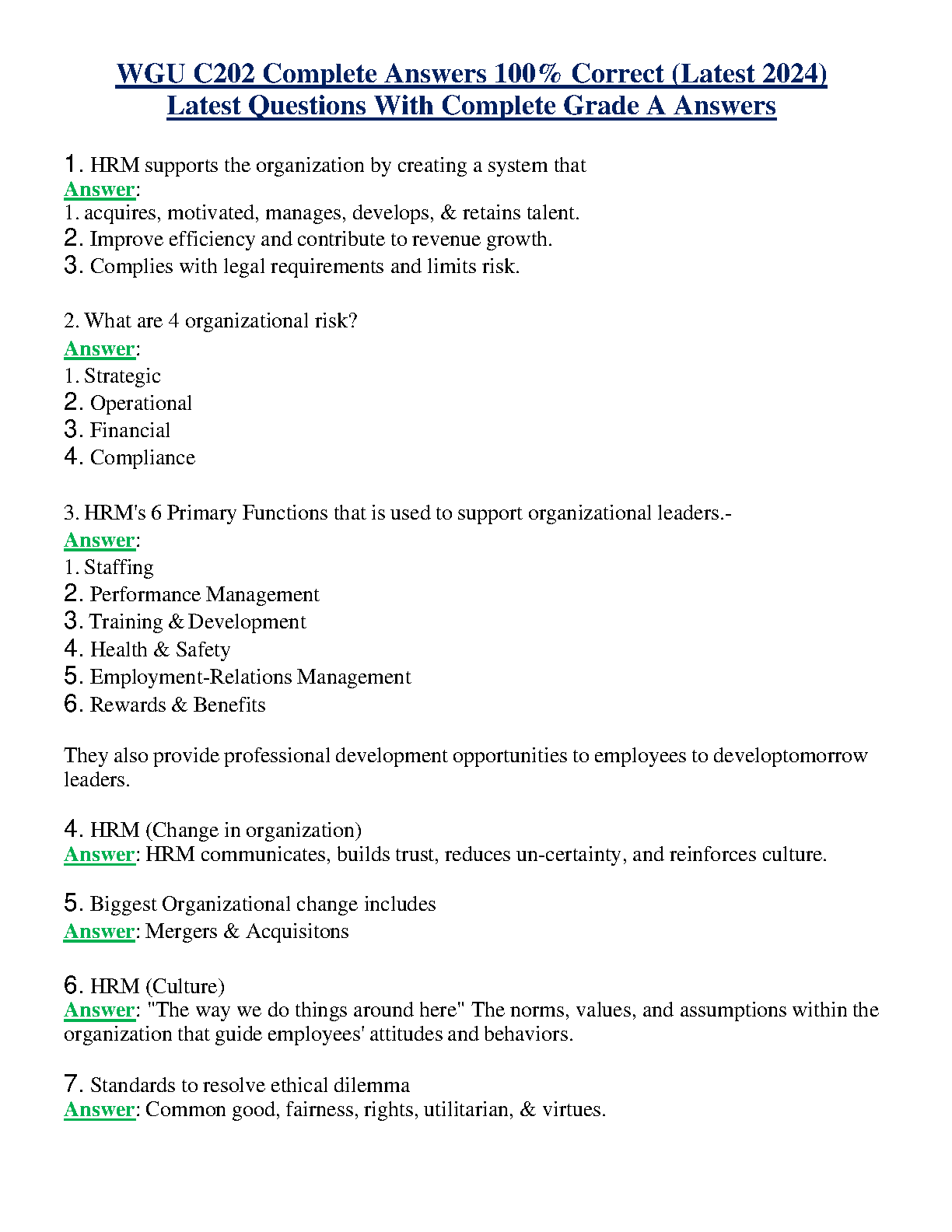 WGU C202 Complete Answers 2024: Grade A Revision Resource IMG-1