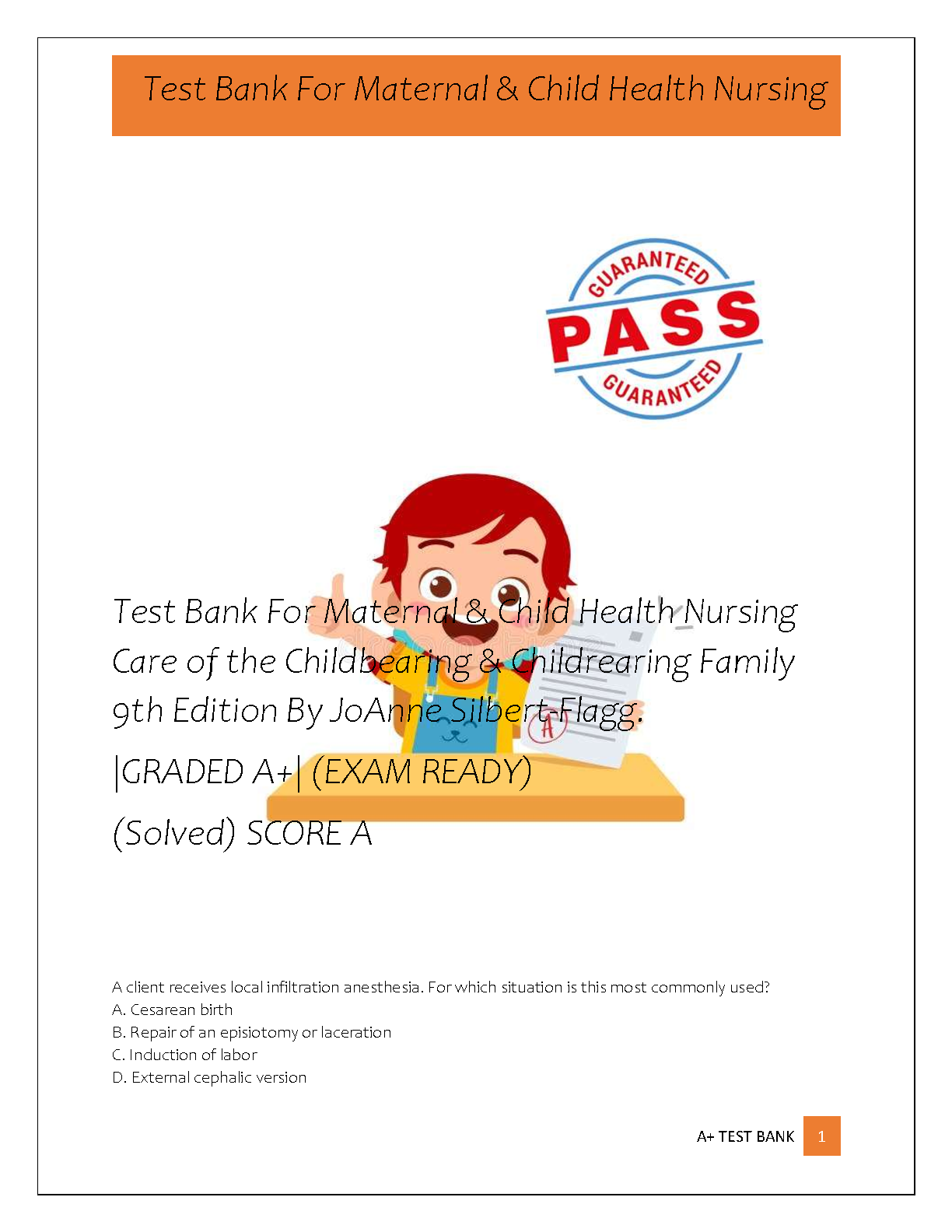 Maternal Child Nursing Test Bank 2026/27 Silbert-Flagg 9e