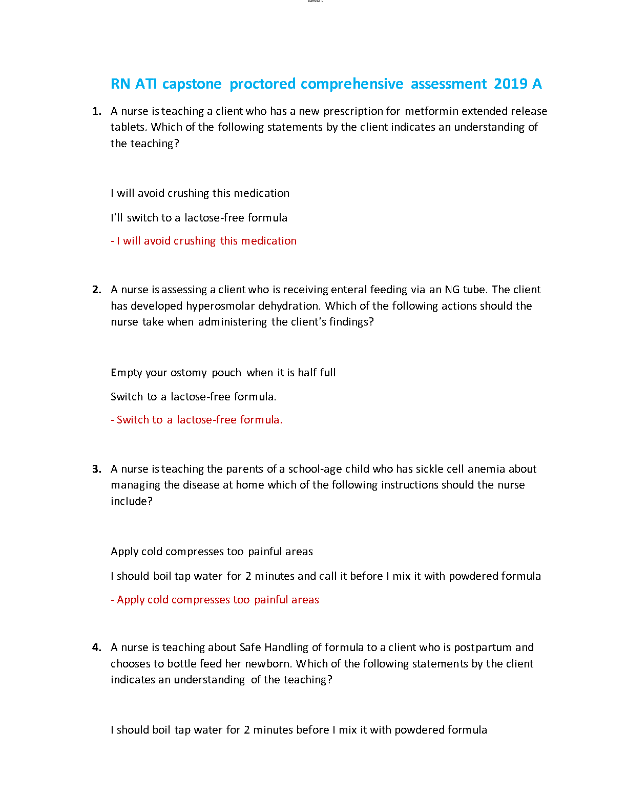 ATI RN Capstone Study Guide 2019 Practice Questions