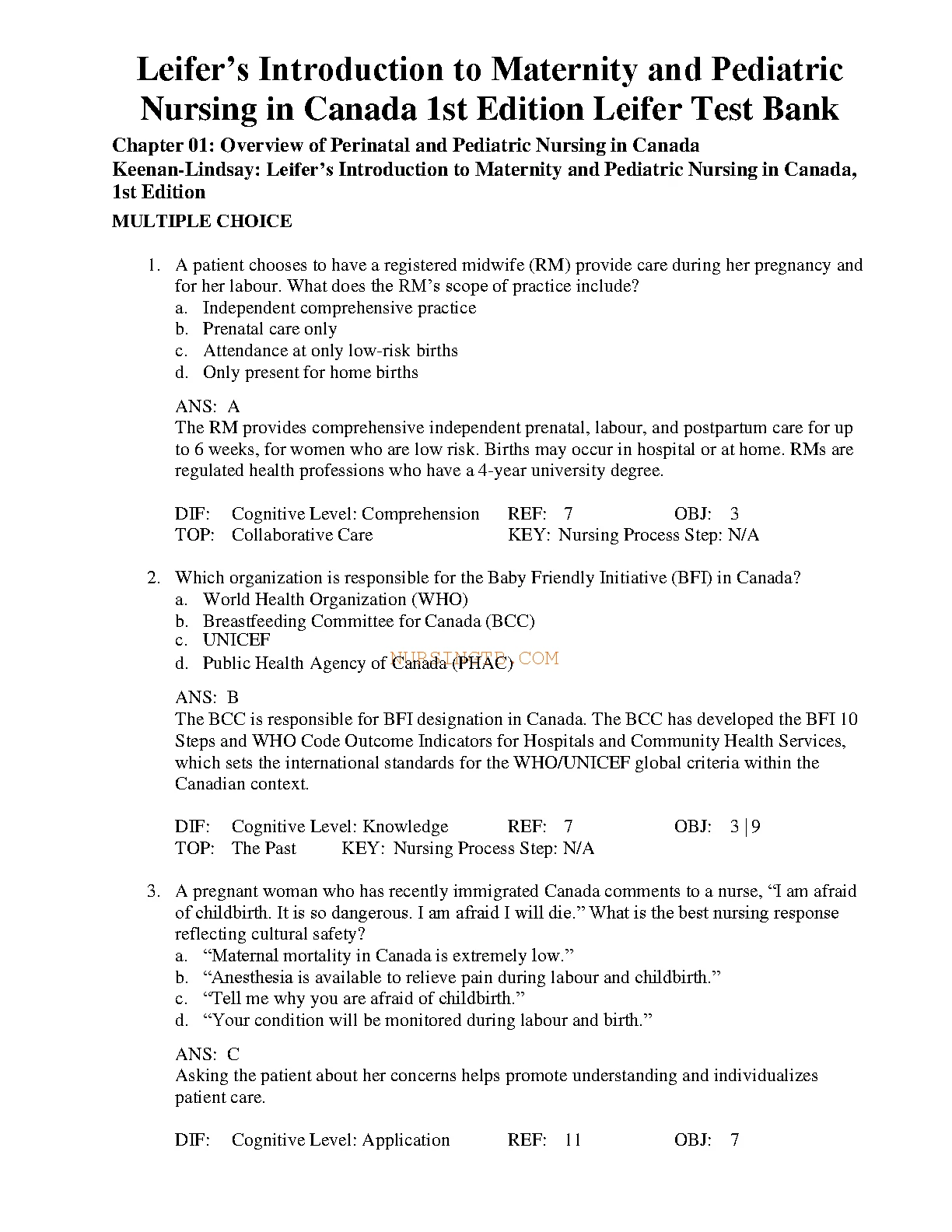 Maternity & Pediatrics Nursing Test Bank 2026/27 Canada