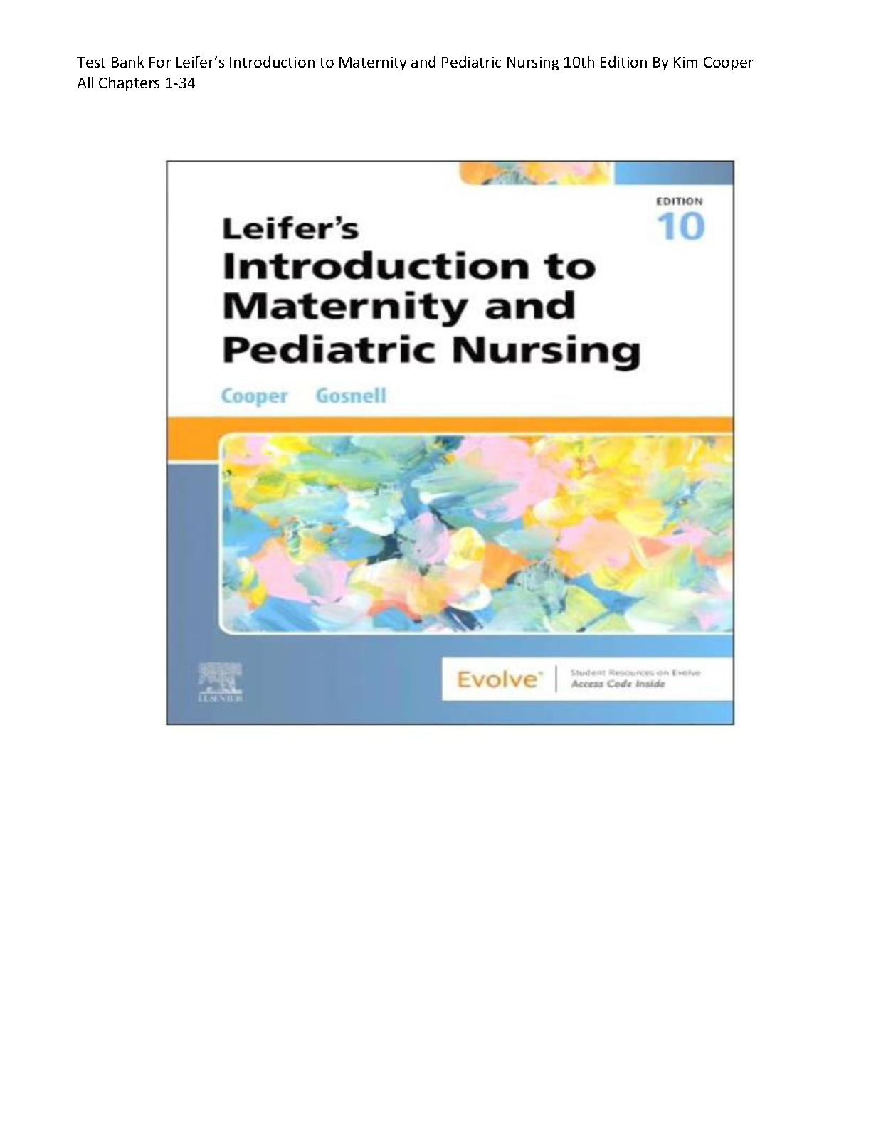 Leifer's Maternity Ped Nursing Test Bank 10e 2026/27 Study Aid