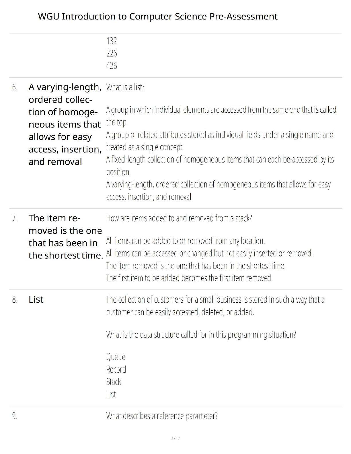 WGU Intro CS Pre-Assessment Study Guide with Qs