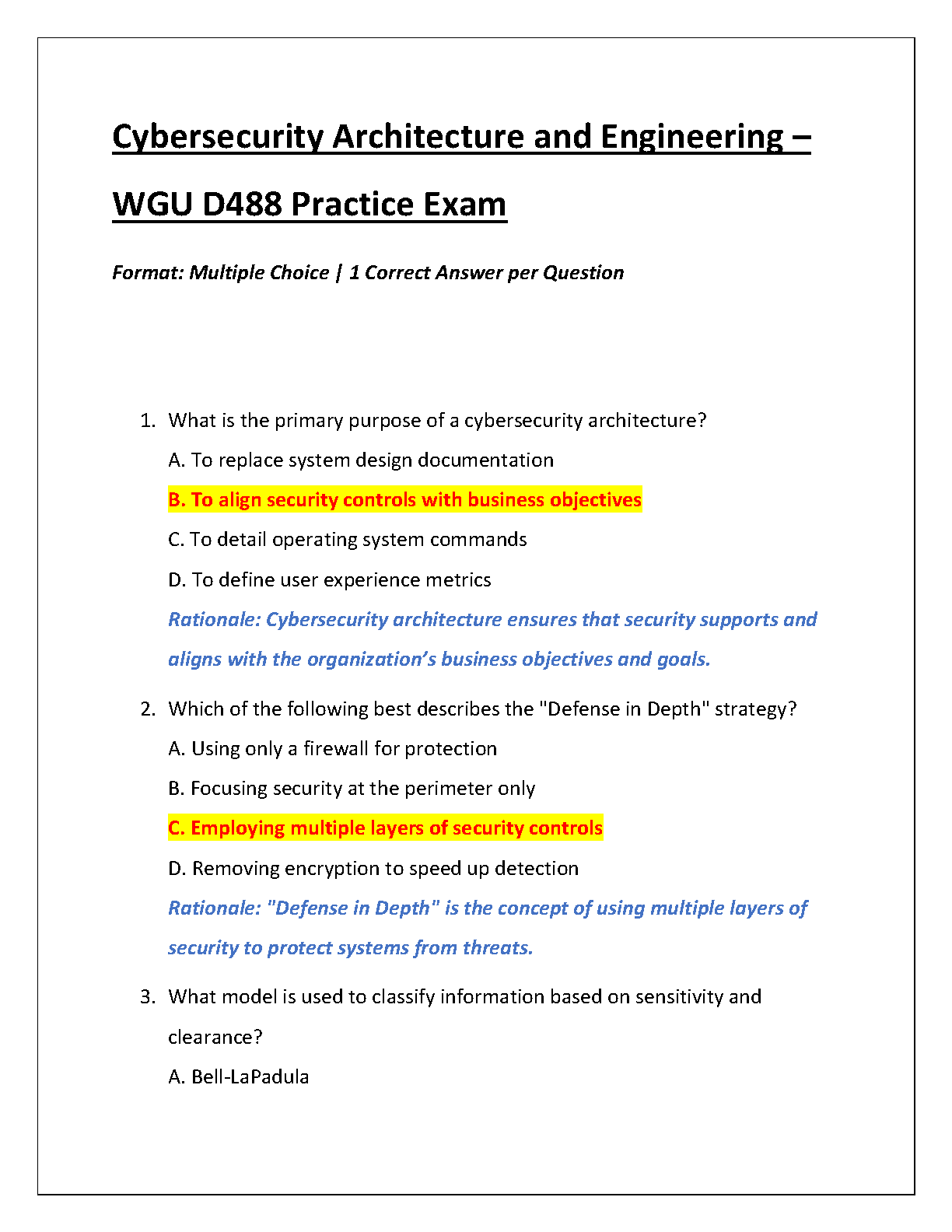 WGU D488 Cybersecurity Architecture Practice Exam 2024 IMG-1