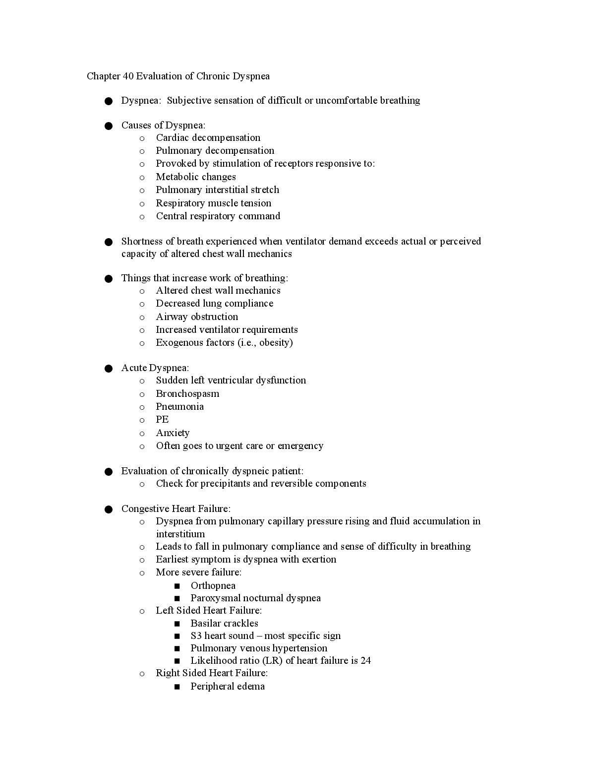 NR 601 Chapter 40 Chronic Dyspnea Evaluation Notes