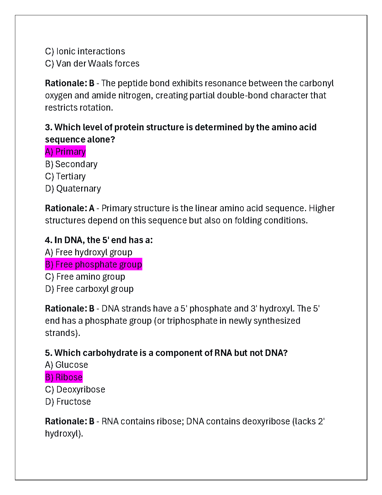 WGU C785 Biochemistry Test Bank 2025 - Practice Qs
