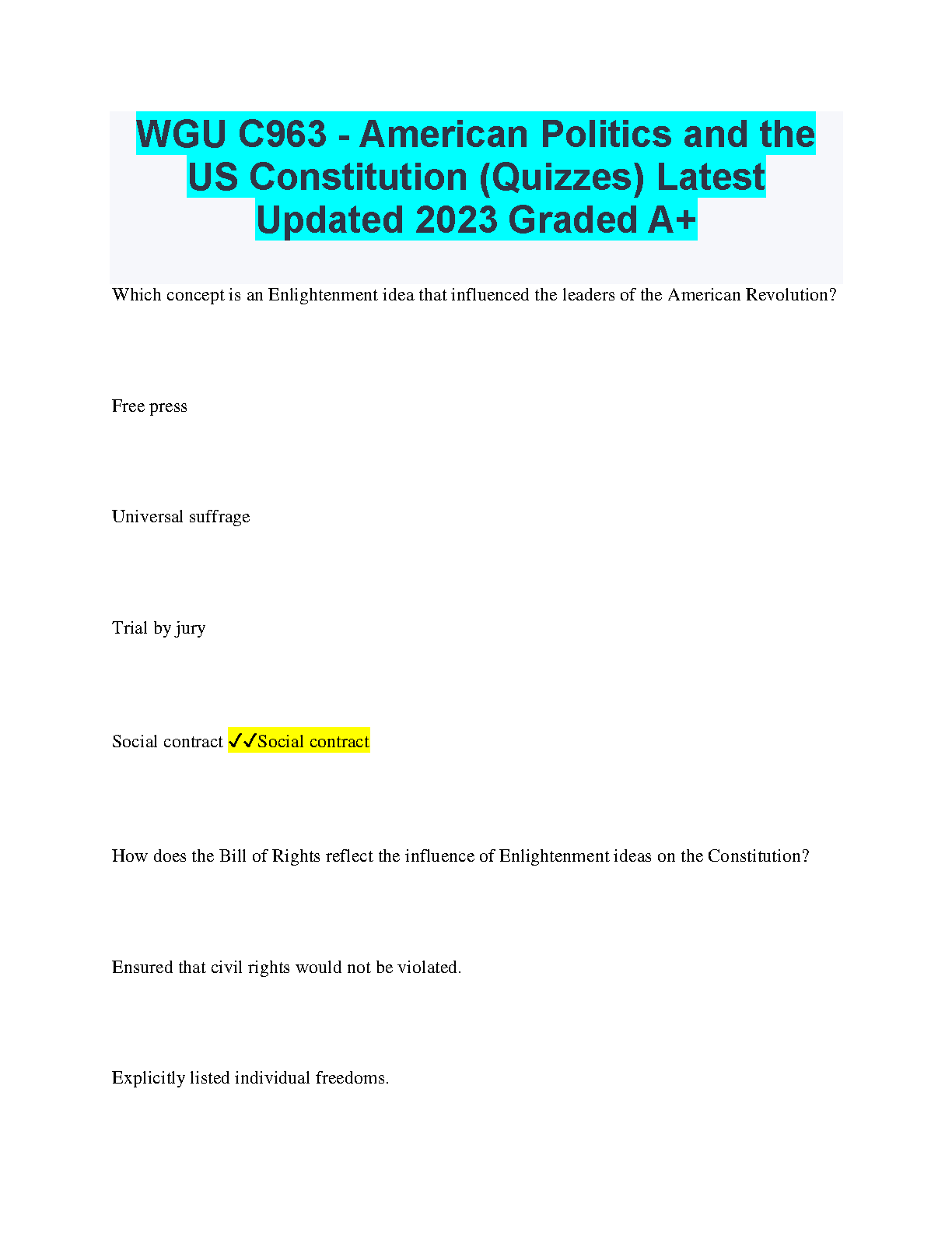 WGU C963 American Politics Quiz Answers 2023 IMG-1