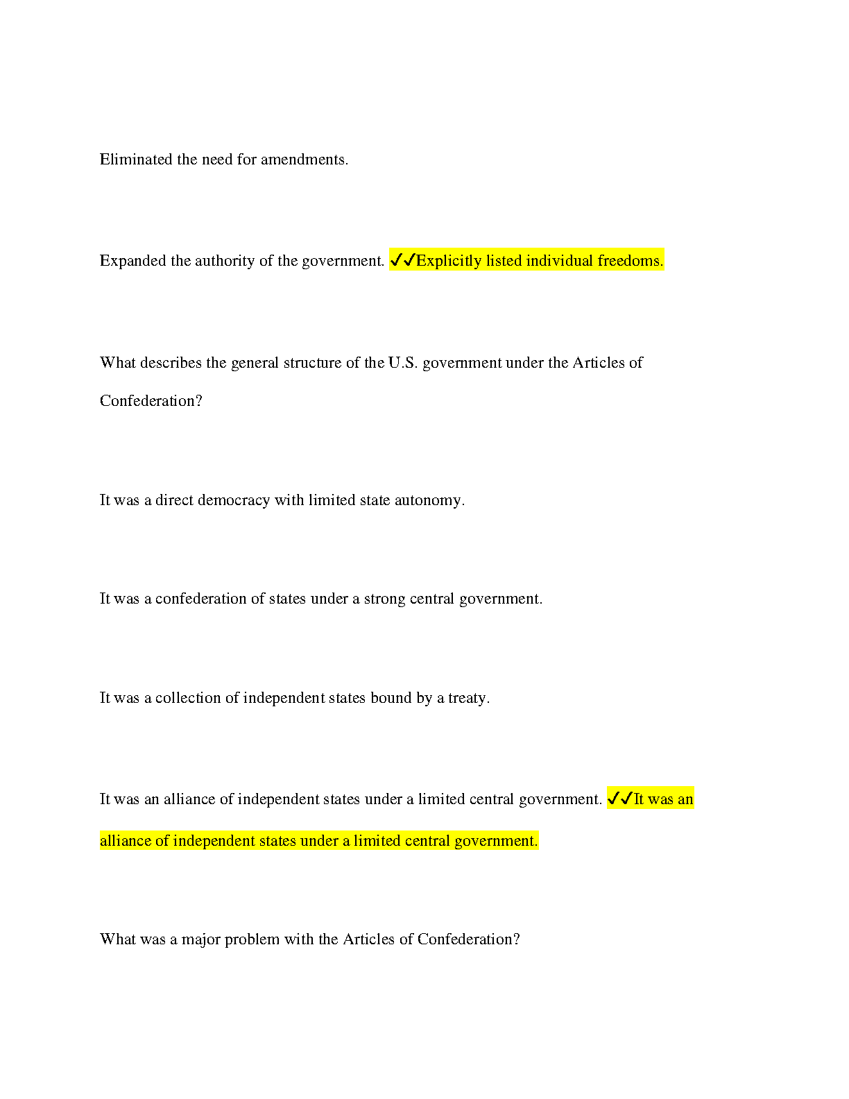 WGU C963 American Politics Quiz Answers 2023