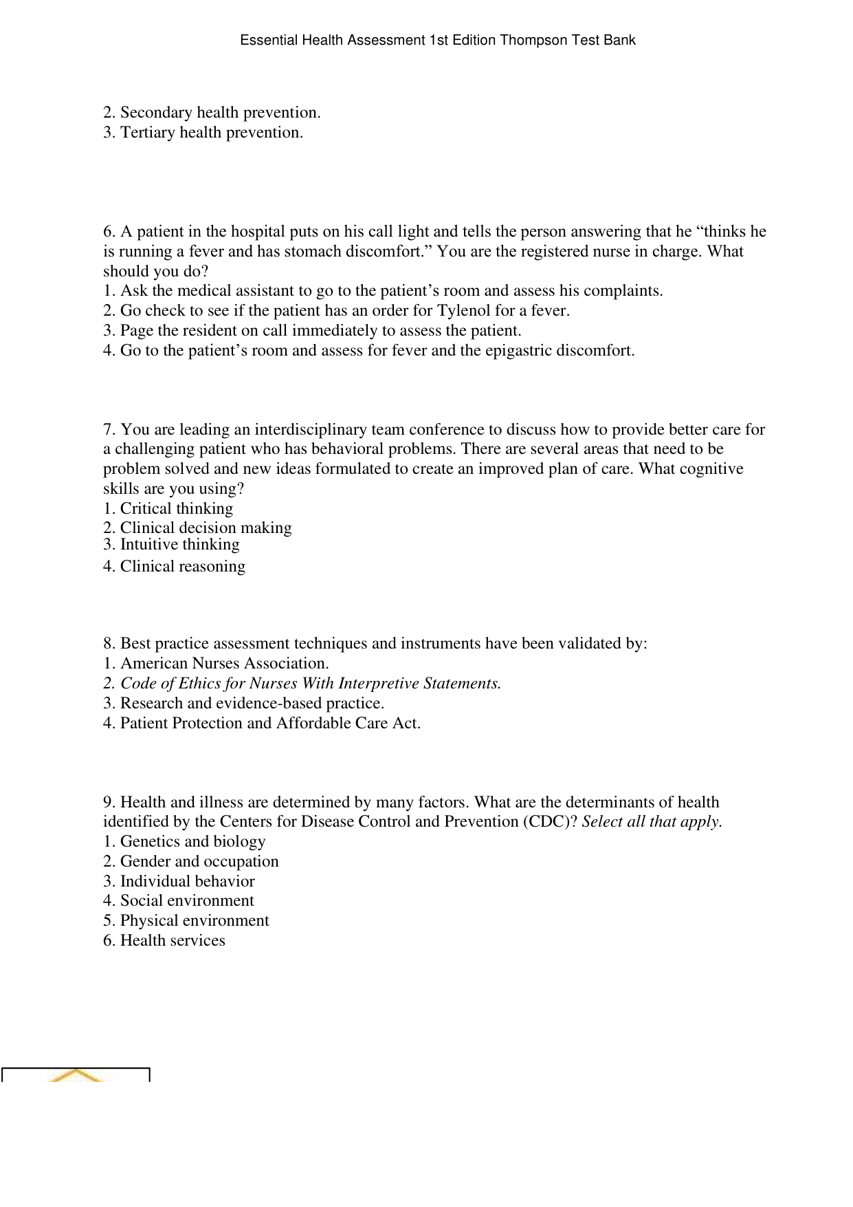 Essential Health Assessment 1st Edition TEST BANK IMG-3
