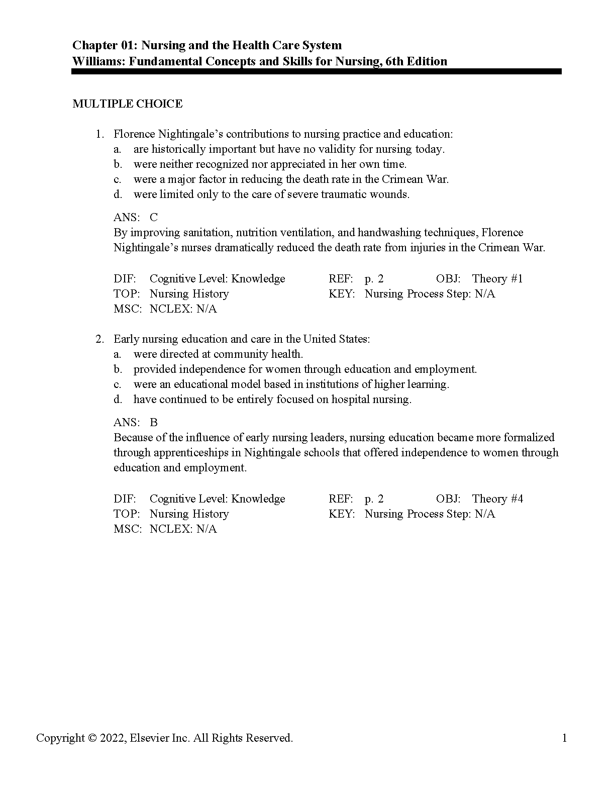 Nursing Fundamentals Test Bank 2026 Williams 6th Ed