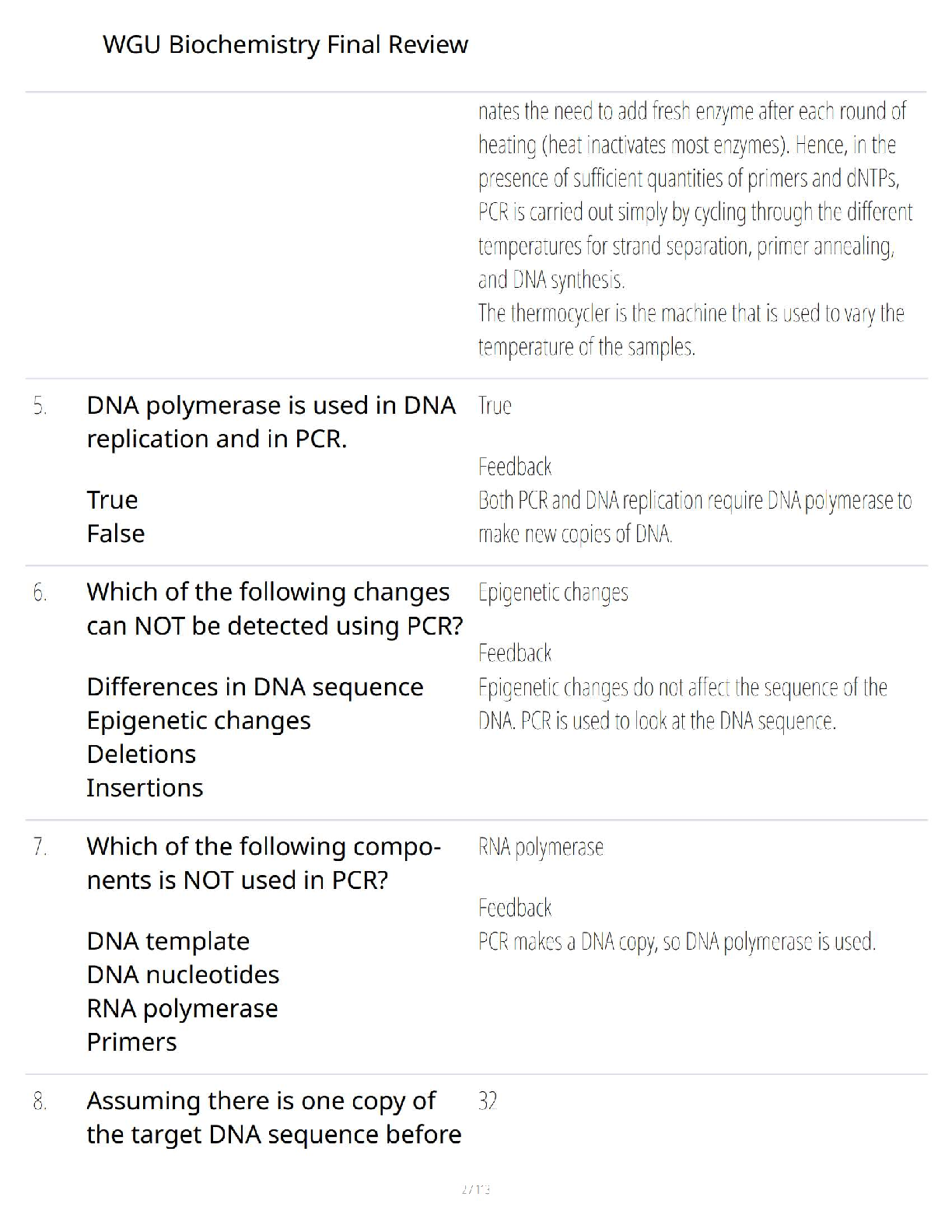 WGU Biochemistry Final Exam Review 2025