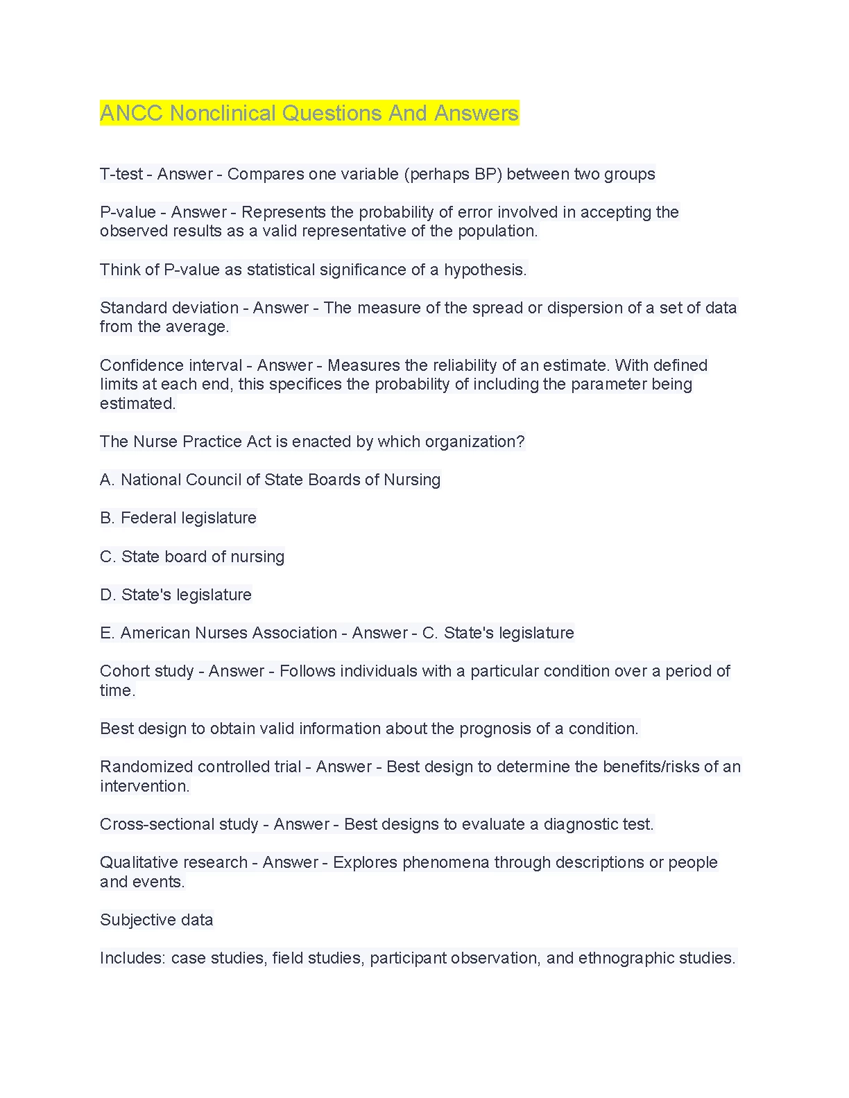 ANCC Nonclinical Q&A: Nursing Study Guide 2026/27