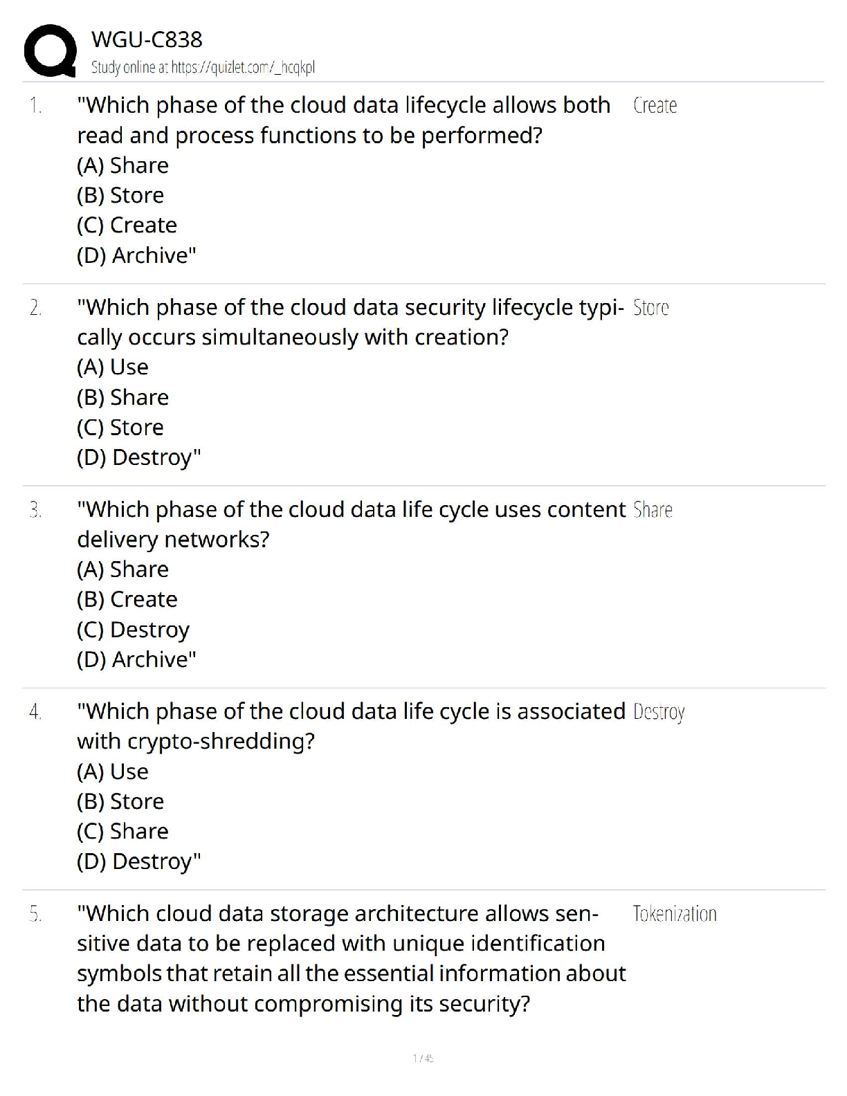 WGU C838 Cloud Data Security Exam Practice