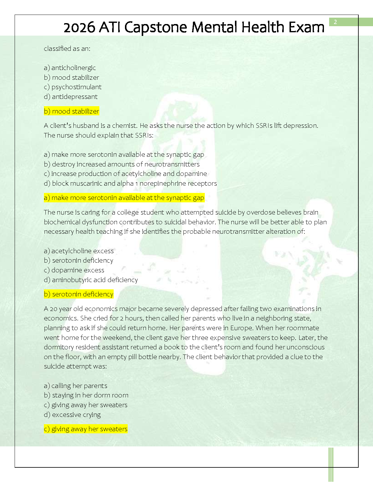Mental Health ATI Capstone Study Guide 2026/27