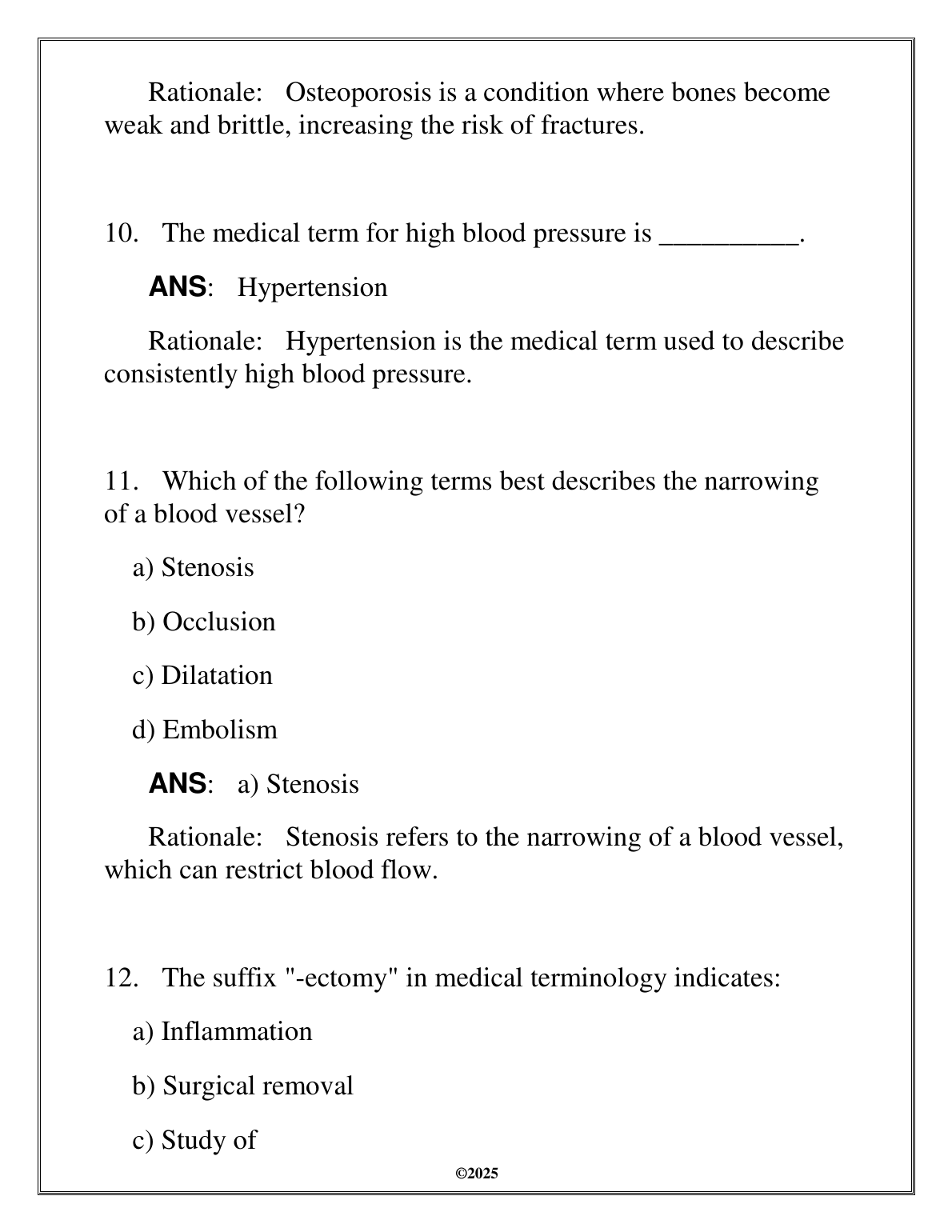 WGU C804 HIM 2150 Medical Terminology Test Bank 2025
