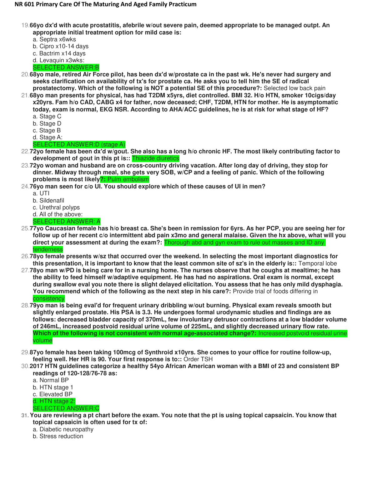 NR 601 Nursing Final Exam Question Bank 2023