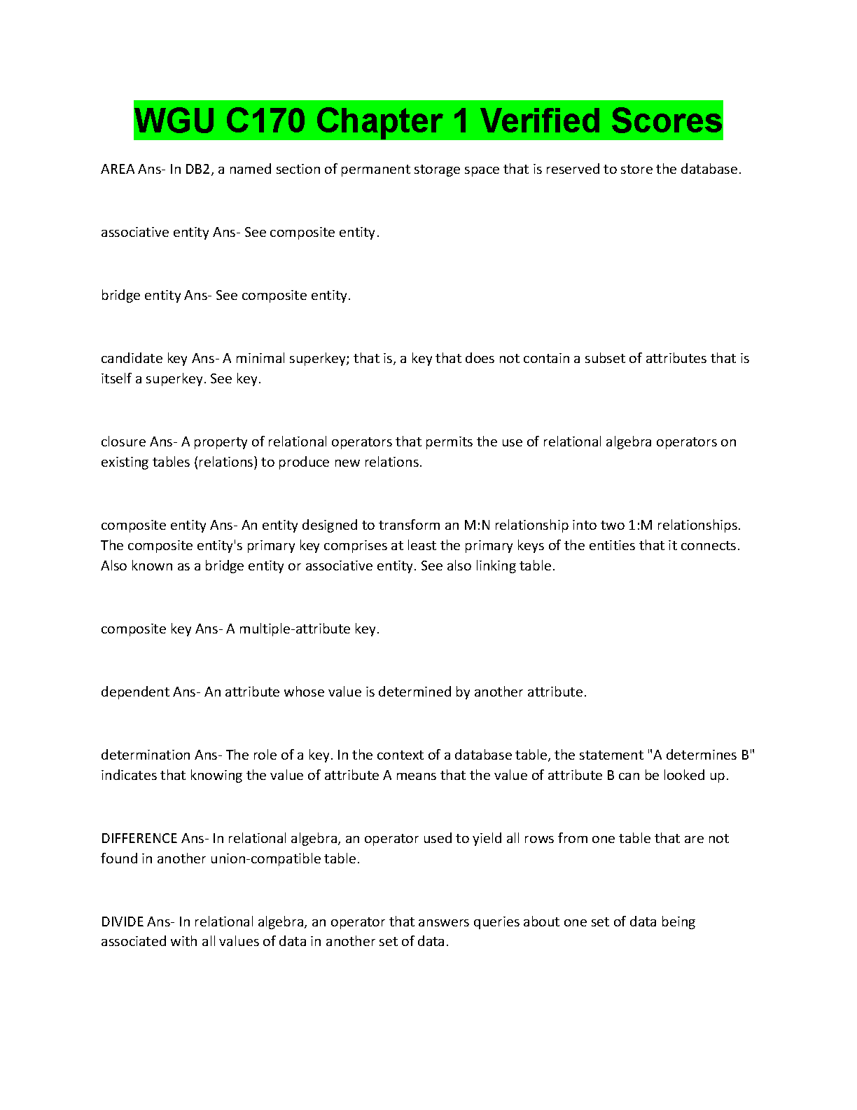 WGU C170 Ch 1 Study Guide Coronel Morris