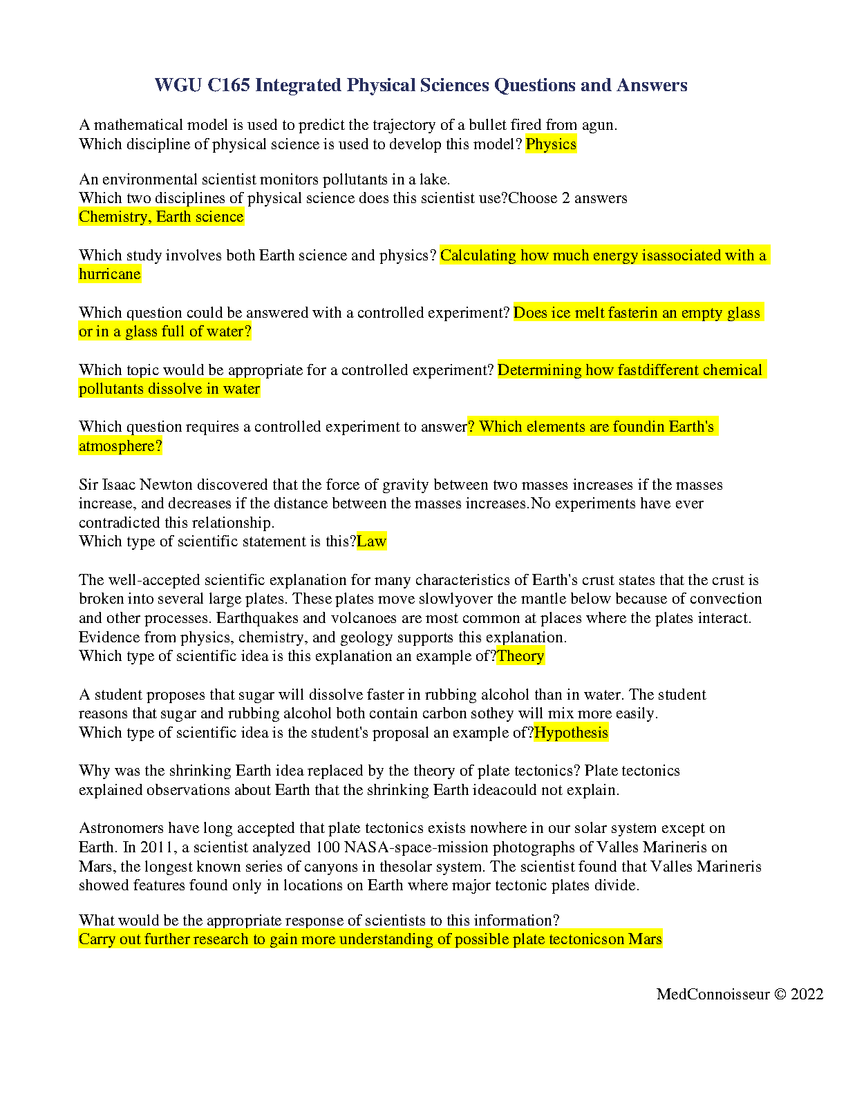WGU C165 Integrated Physical Sciences Q&A 2024 Guide IMG-1