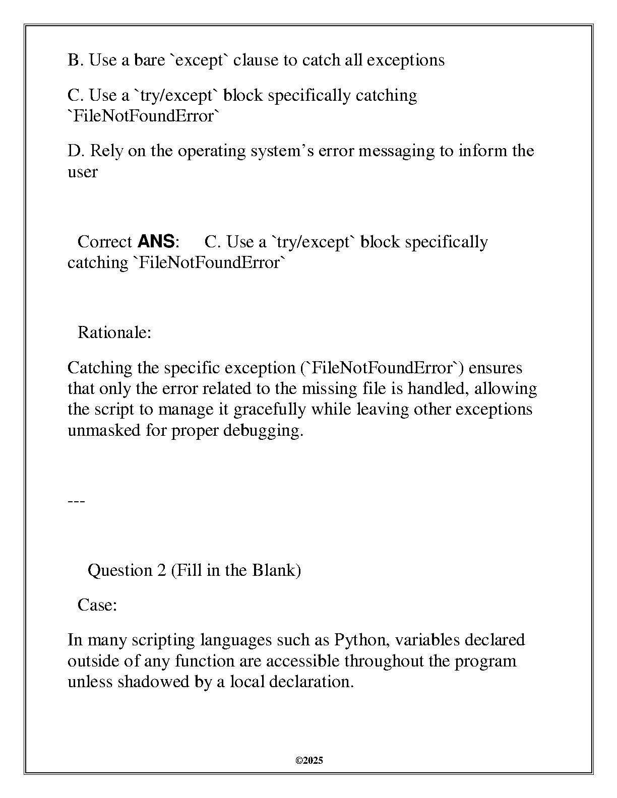 ITSW 2113 Scripting & Programming Finals Q&A 2025