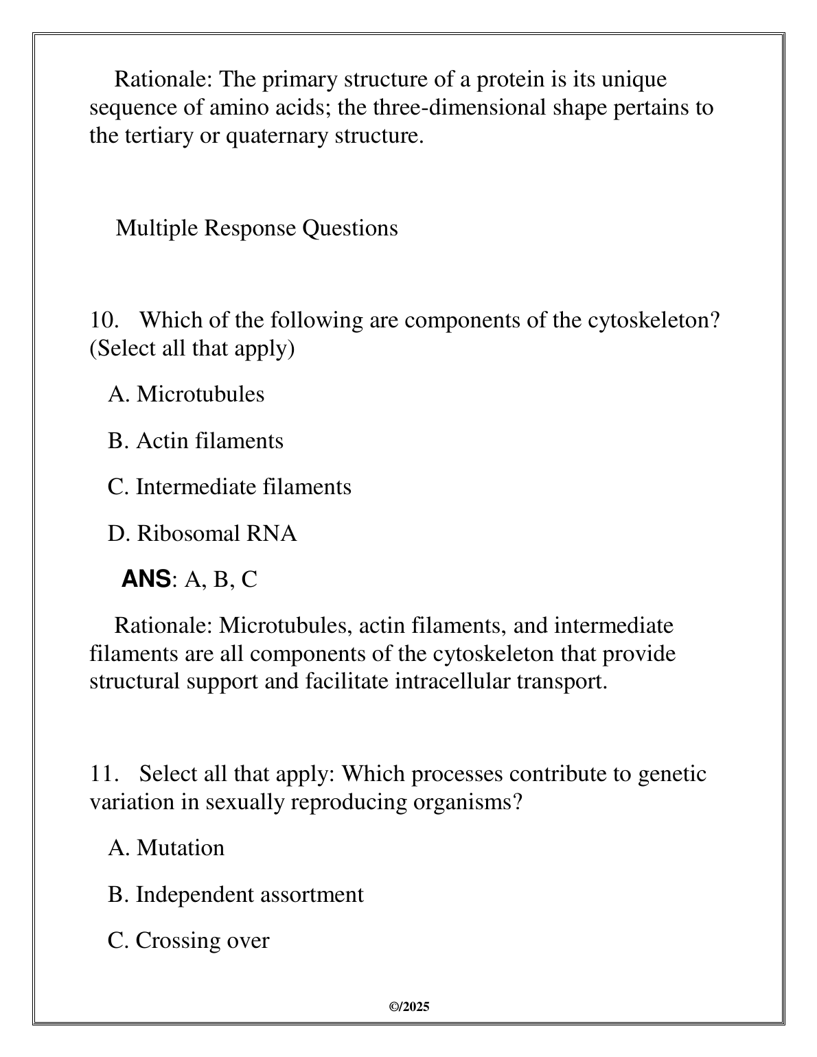 WGU C190 Bio 1010 Exam Review Questions and Answers