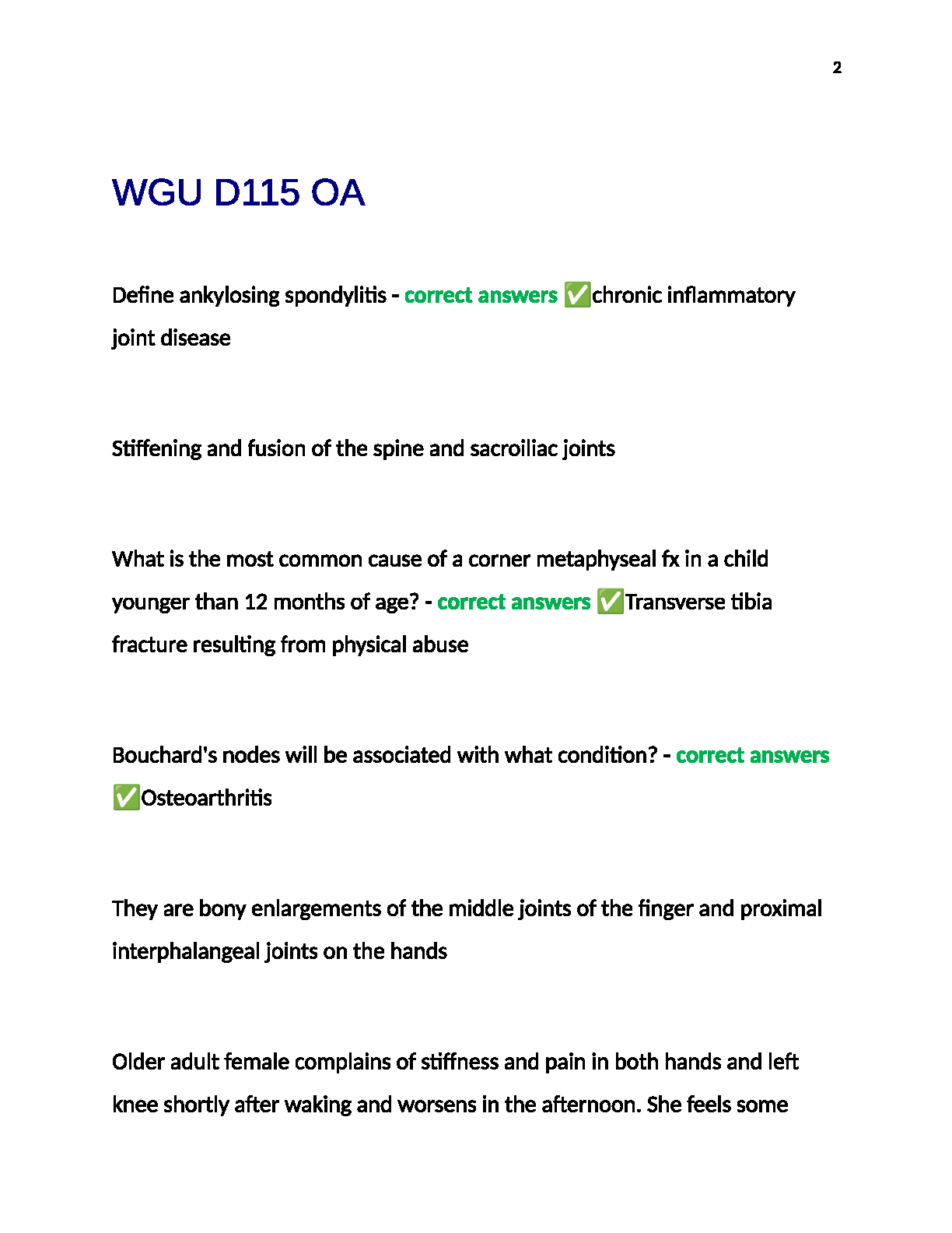 WGU D115 OA Unit 7 Exam Q&A Study Guide 2024-2025