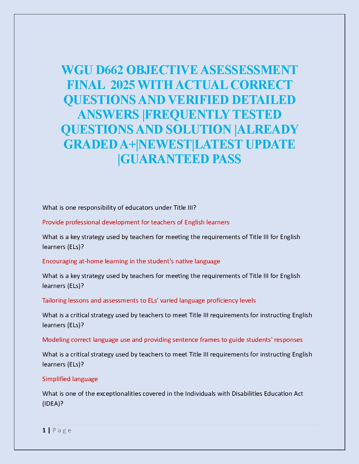 WGU D662 Foundations of Education Final Exam Test Bank 2025