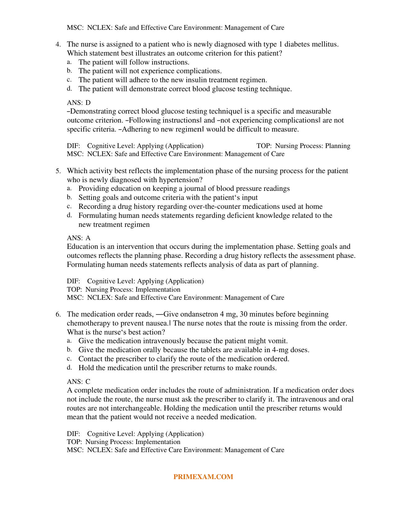 Pharmacology and the Nursing Process 10th Edition TEST BANK