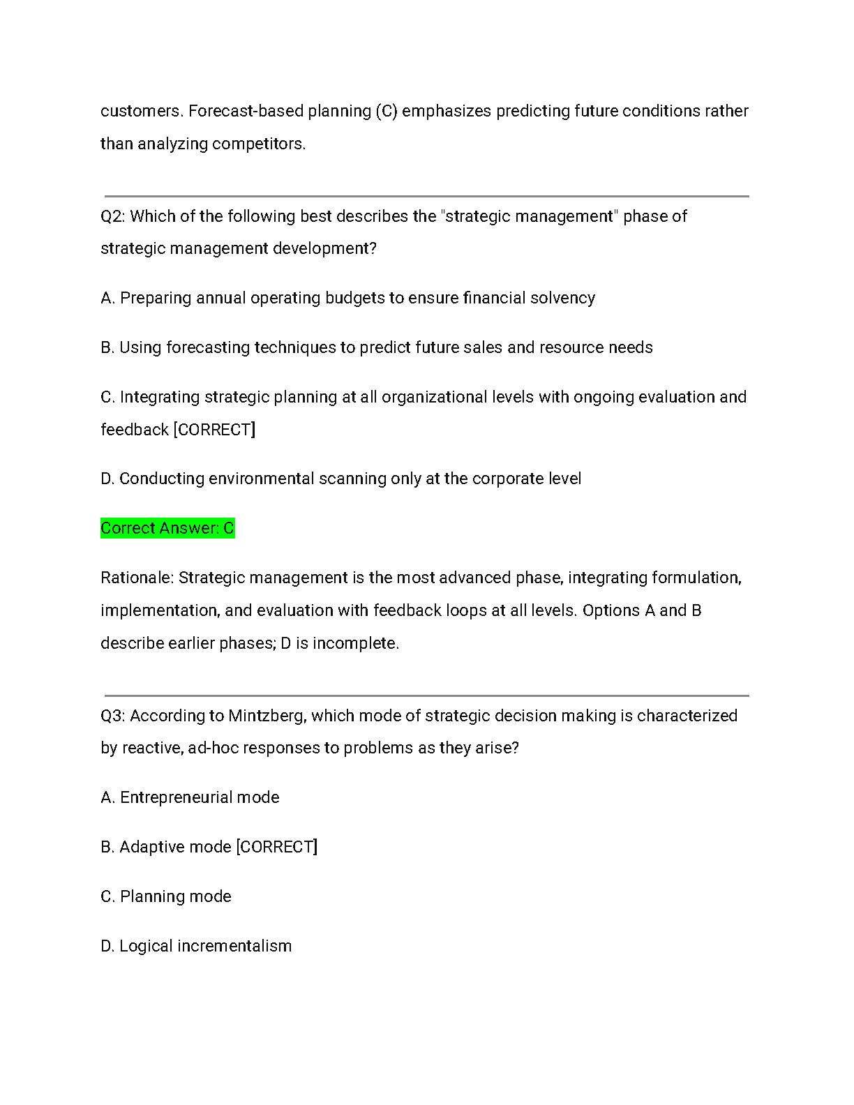 Strategic Mgmt Test Bank: Wheelen Hunger 2026