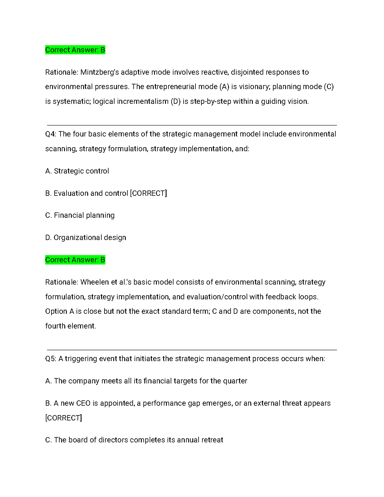 Strategic Mgmt Test Bank: Wheelen Hunger 2026 IMG-3