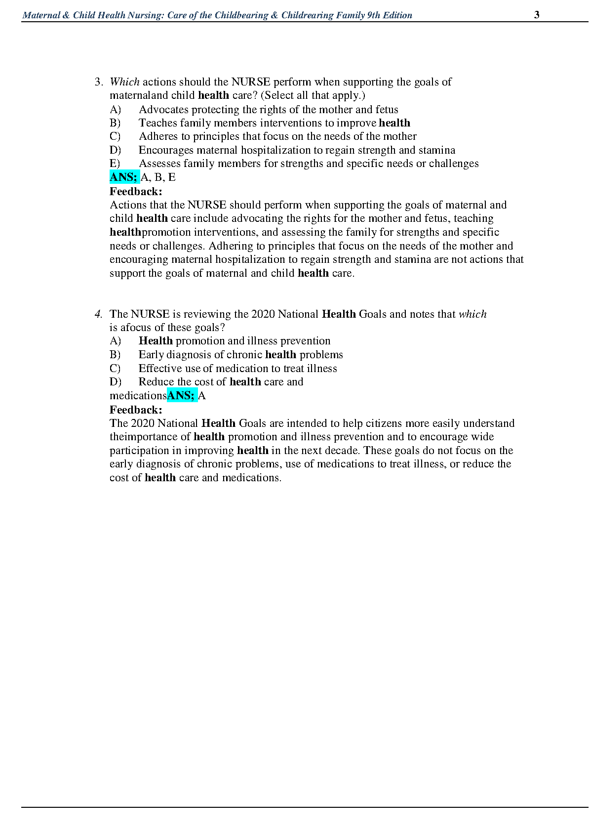 MCHN Test Bank 9th Ed 2026/27 Maternal Child Nursing IMG-3