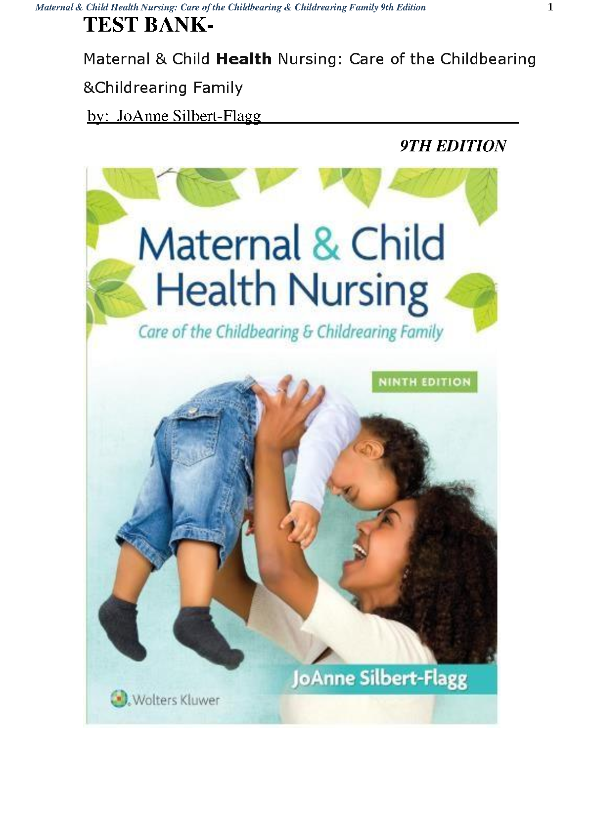MCHN Test Bank 9th Ed 2026/27 Maternal Child Nursing