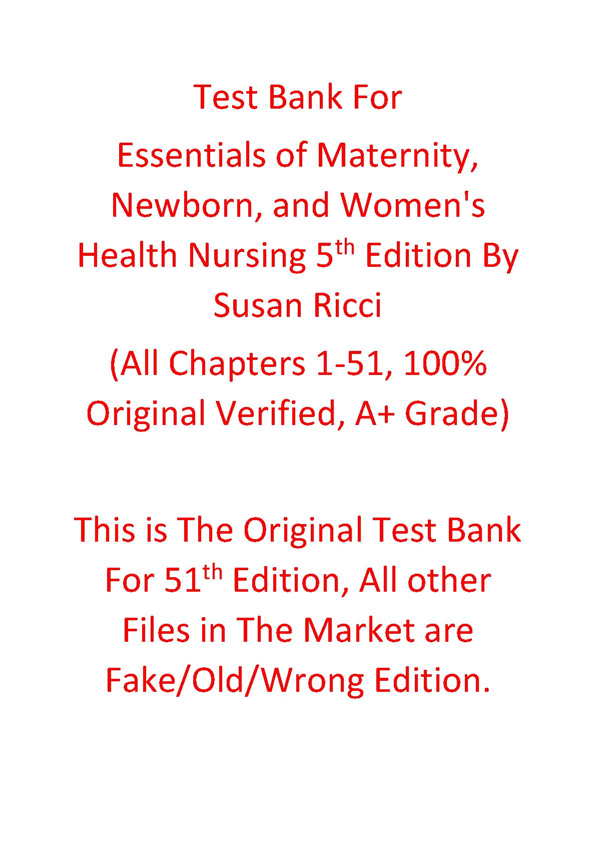 Ricci Maternity Nursing Test Bank 2026/27 Exam Prep Guide IMG-1
