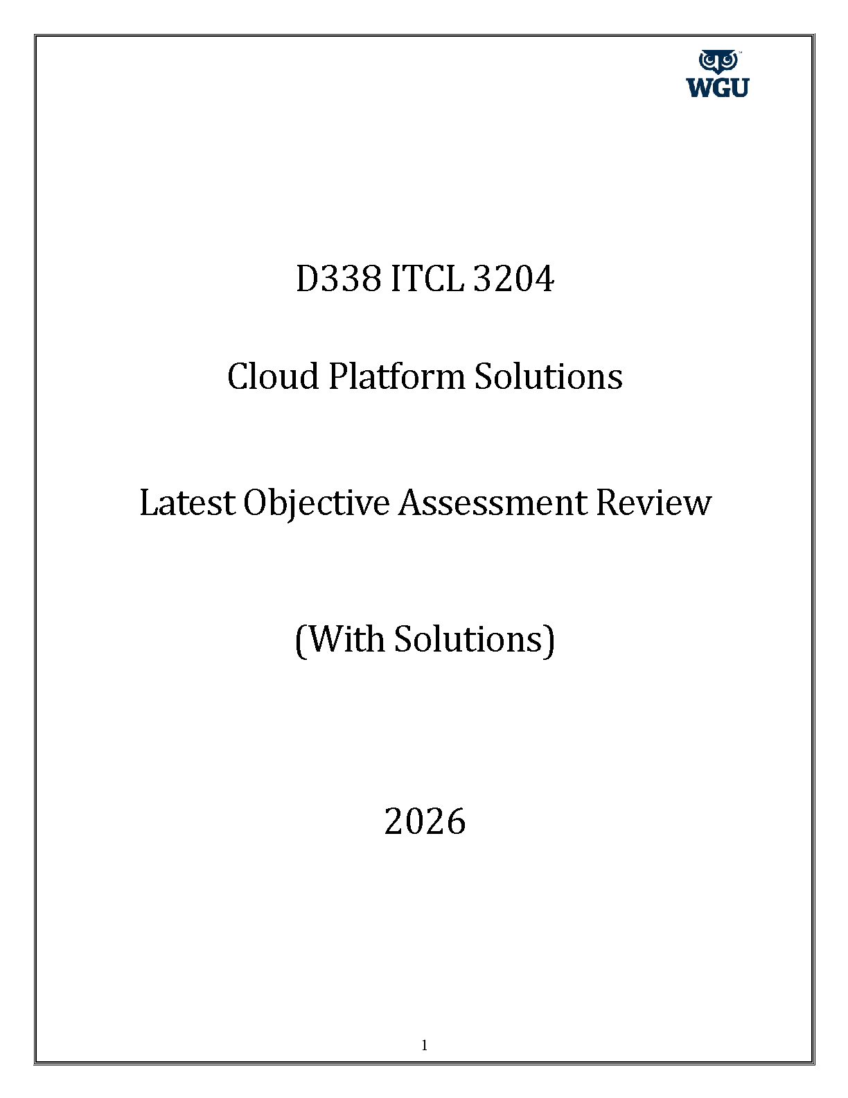 WGU D338 Cloud Platform Solutions Test Bank 2026 IMG-1