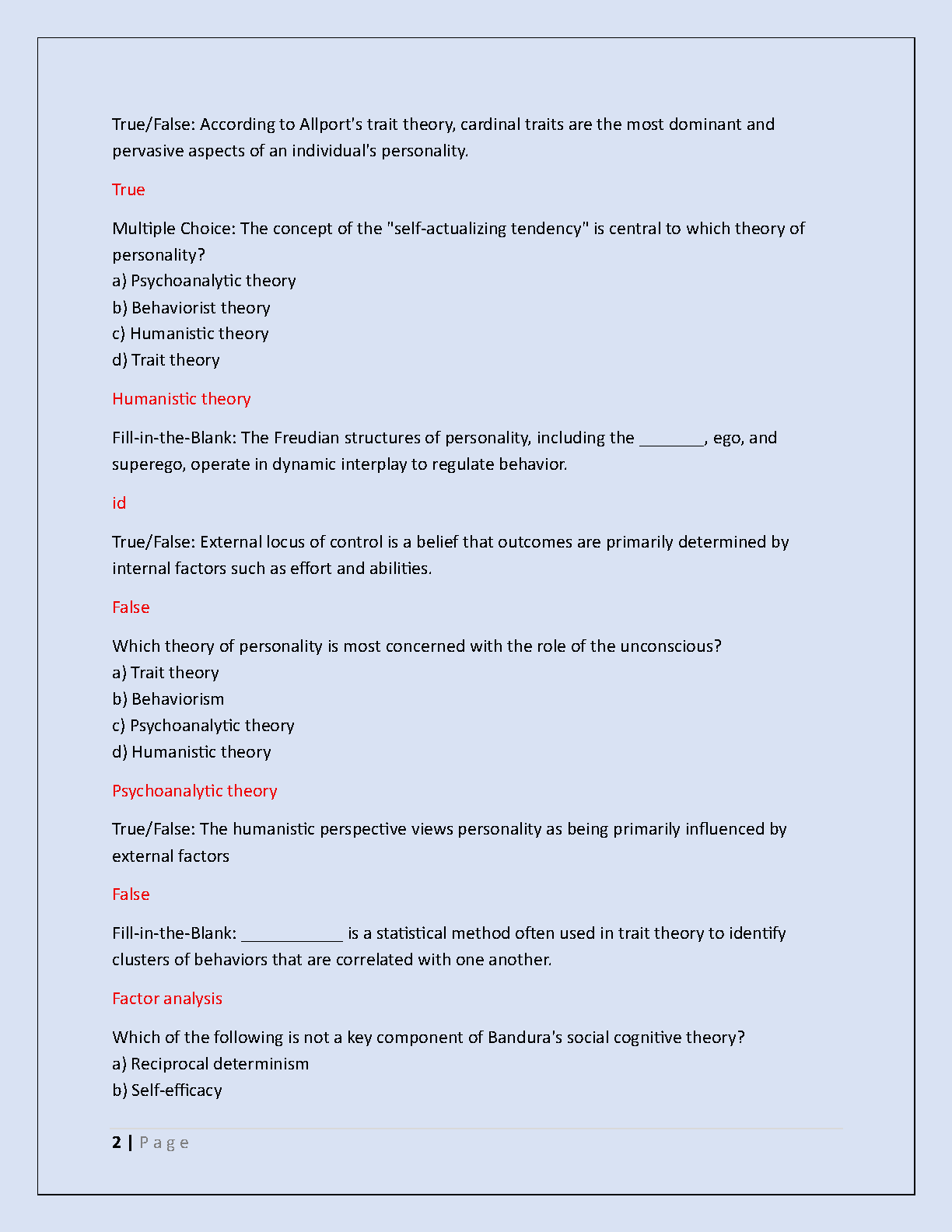 WGU D564 Personality Theory Test Bank and A+ Answers 2025