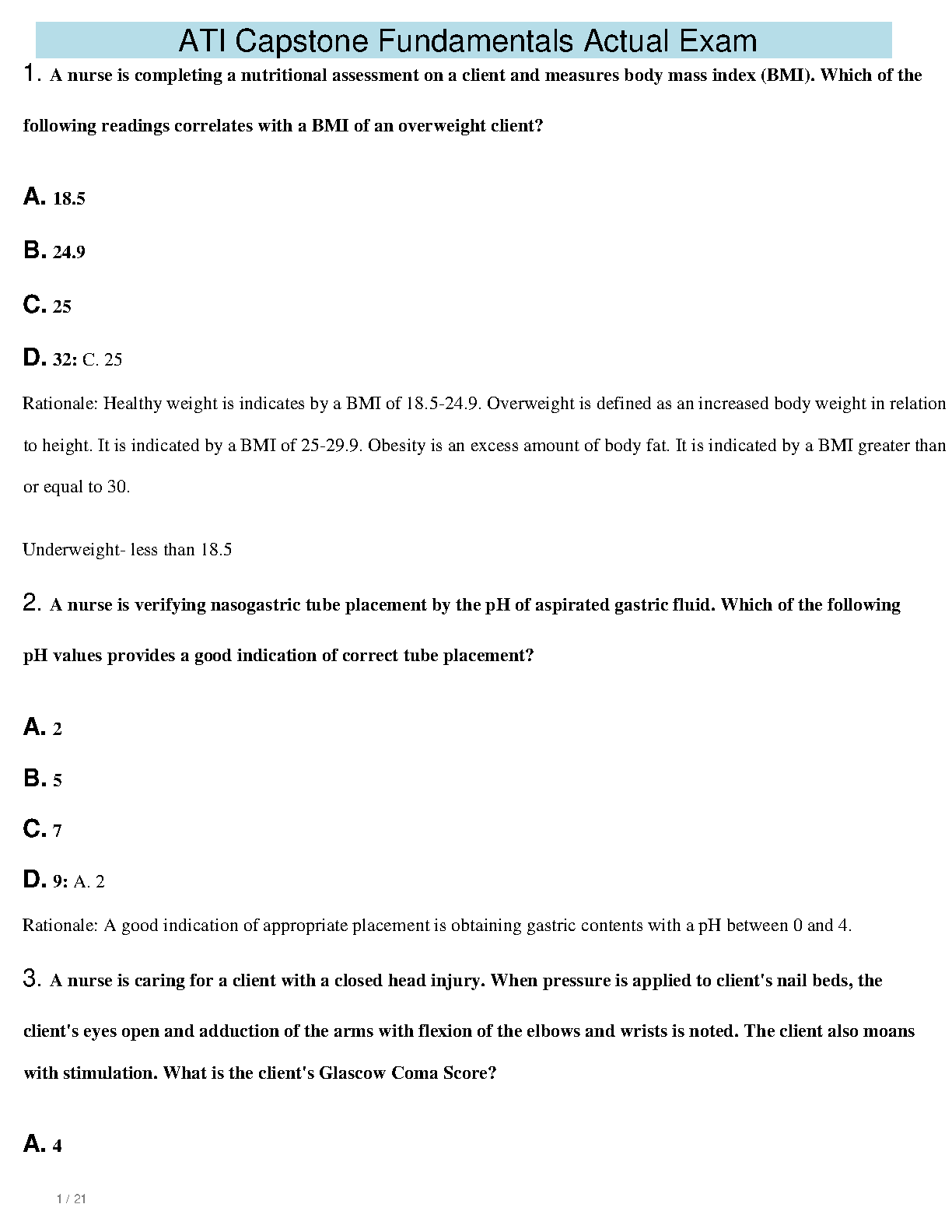 ATI Capstone Fundamentals Exam Prep 2026