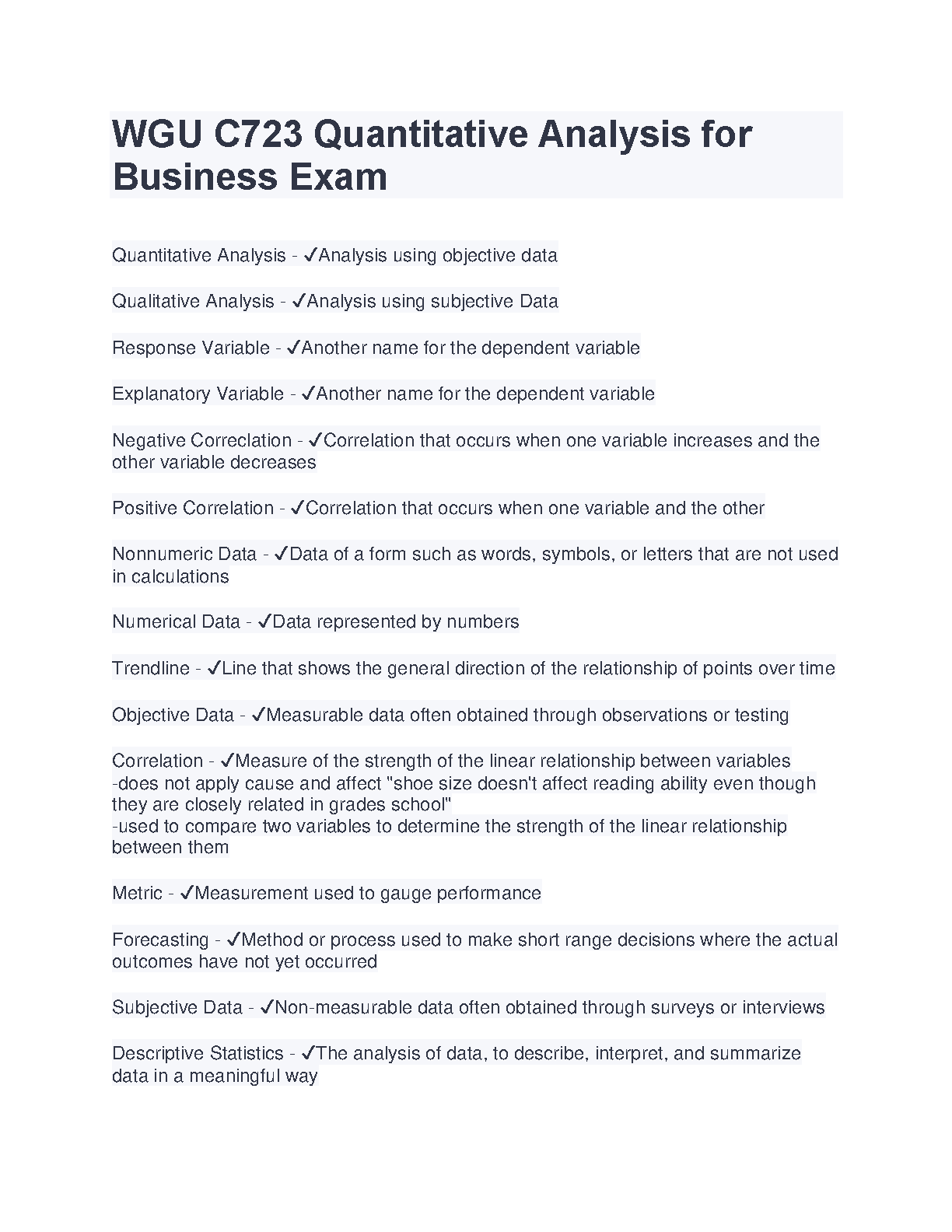 WGU C723 Quantitative Analysis Exam Guide 2024-2025 IMG-1