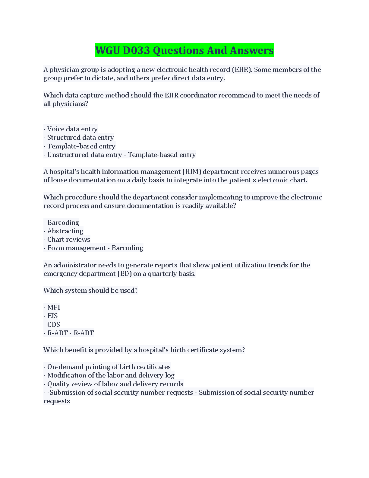 WGU D033 Questions and Answers 2024-2025 Exam Prep IMG-1