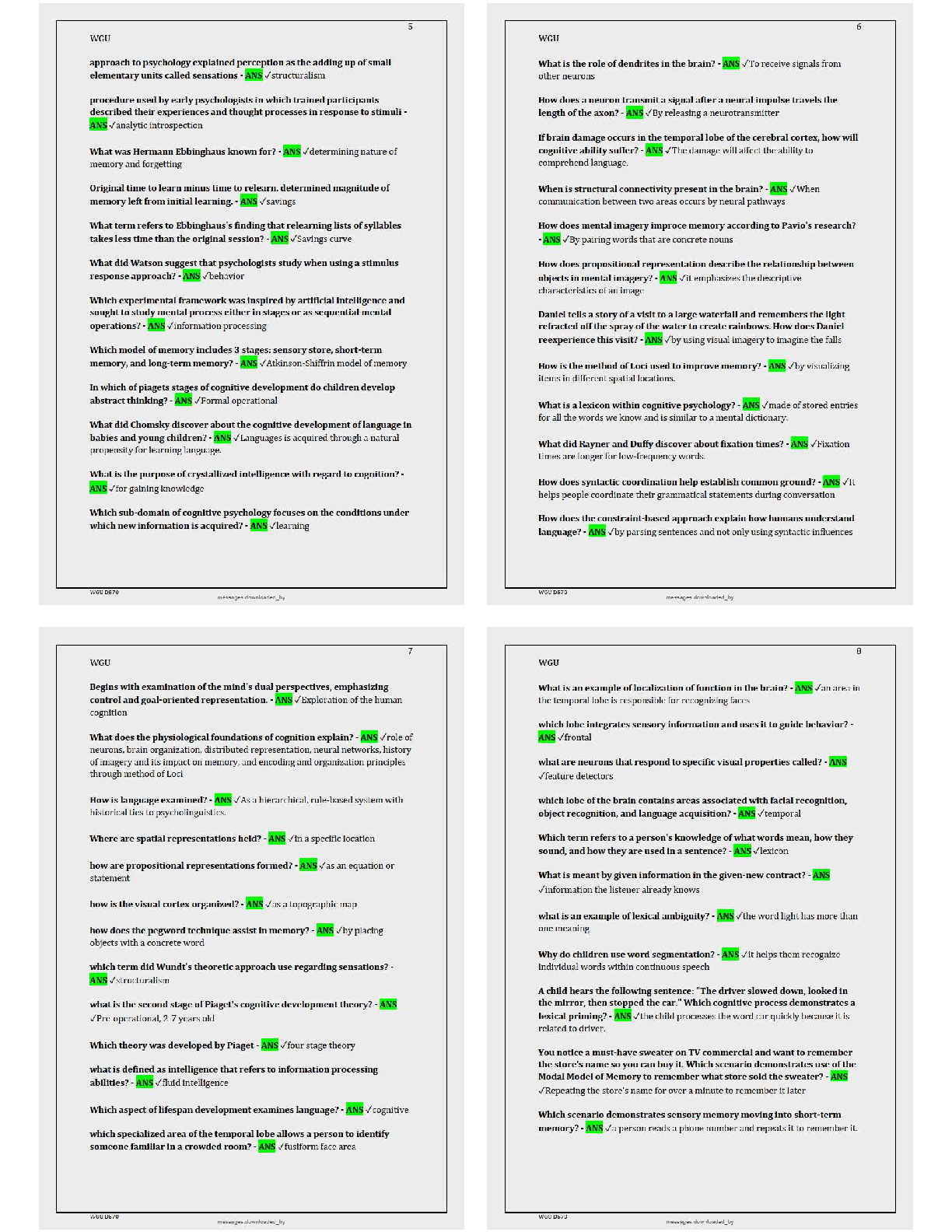 WGU D570 Cognitive Psychology Exam Questions 2026