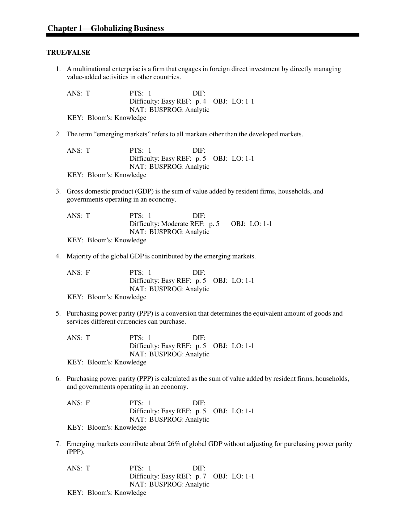 Global Business 3rd Edition Test Bank
