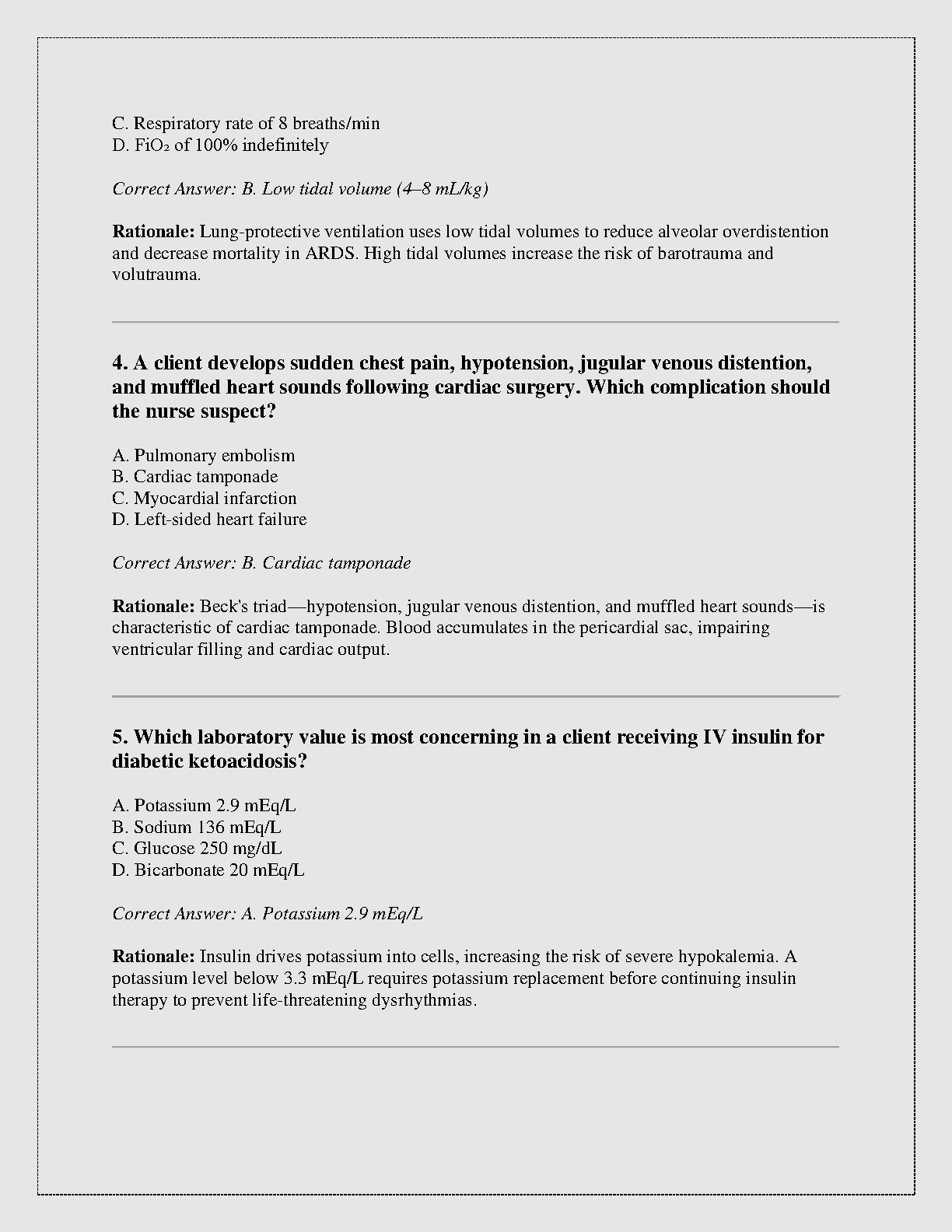 NCLEX Critical Care Test Bank 2026: Shock, ARDS & DKA Practice Questions