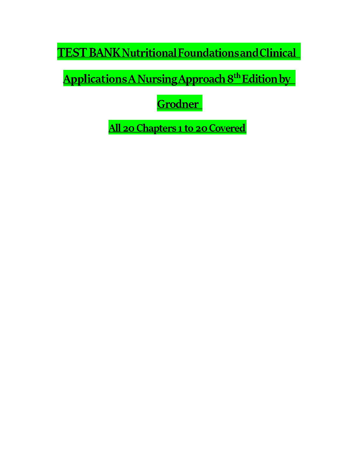 Nutrition Test Bank 8e Nursing Approach 2026/27 IMG-1