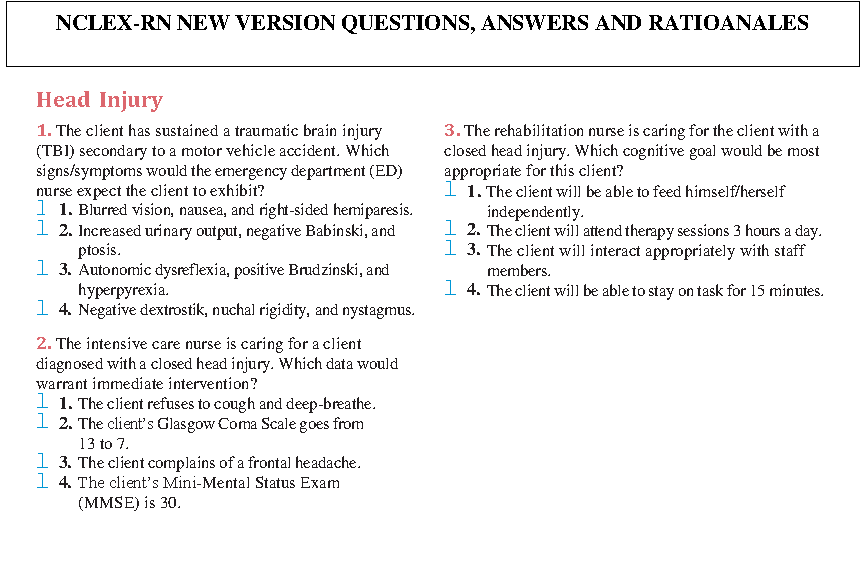 NCLEX-RN Test Bank: Head Injury & Neurological Disorders IMG-1