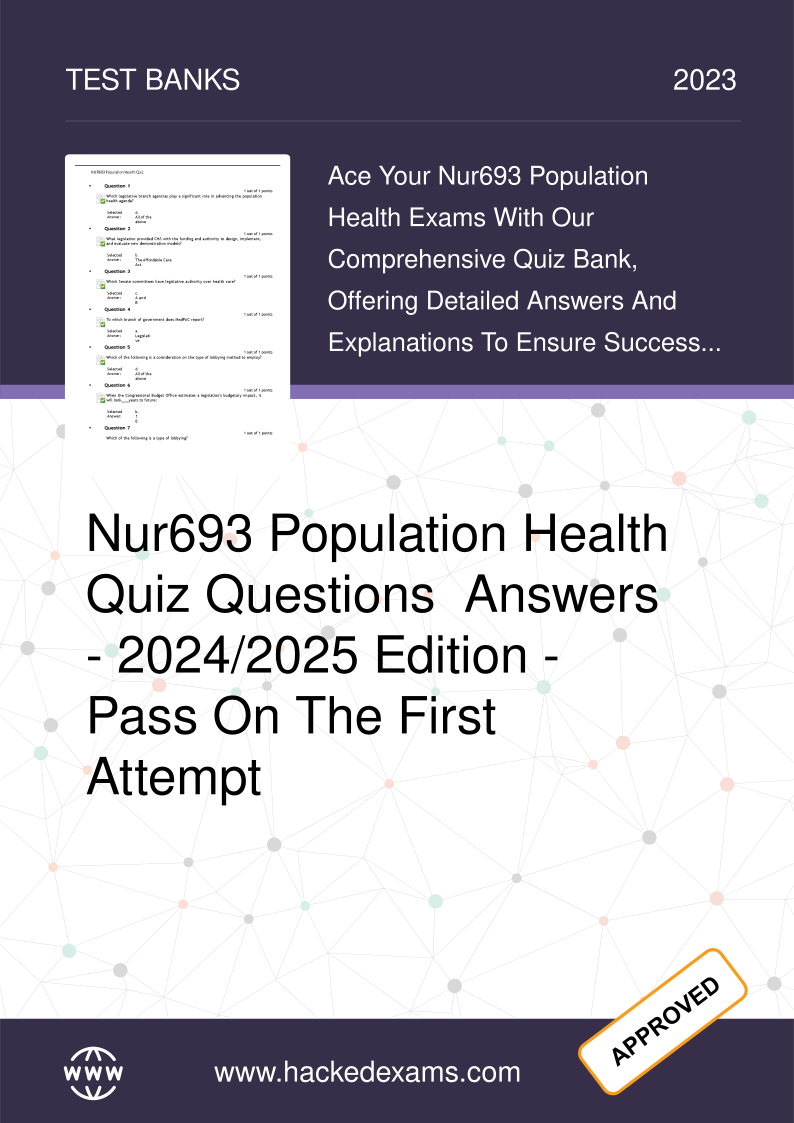 NUR693 Population Health Quiz Questions & Answers 2026
