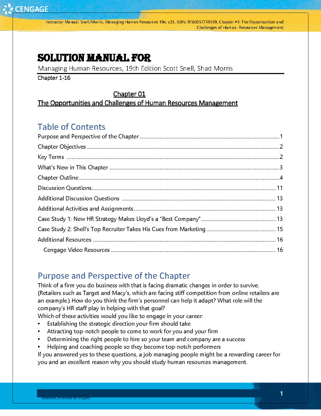 HR Mgmt 19th Ed Solutions Manual Noe et al