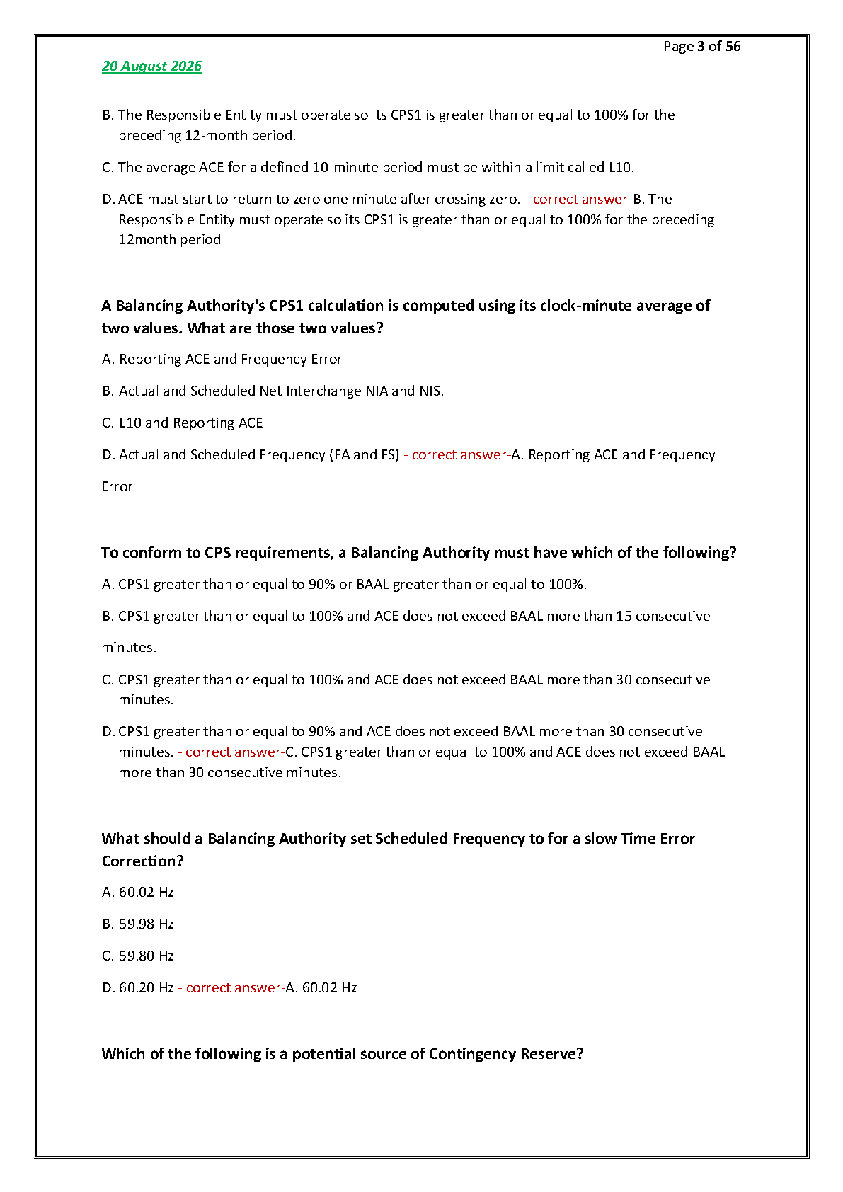 NERC RC Exam Prep 2026: ACE, CPS1 & Balancing Authority Questions IMG-3